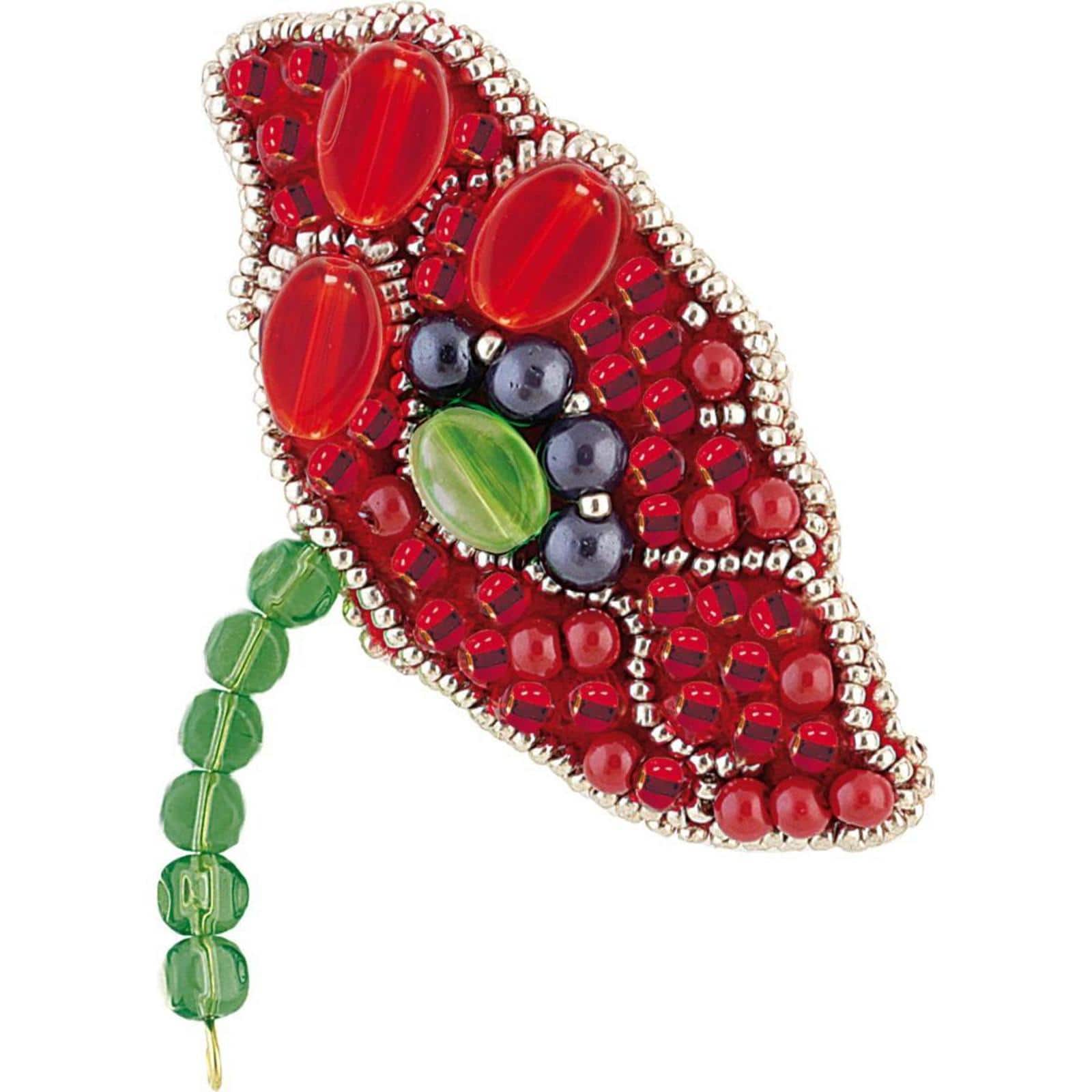 Crystal Art Beadwork Red Petals Brooch Kit