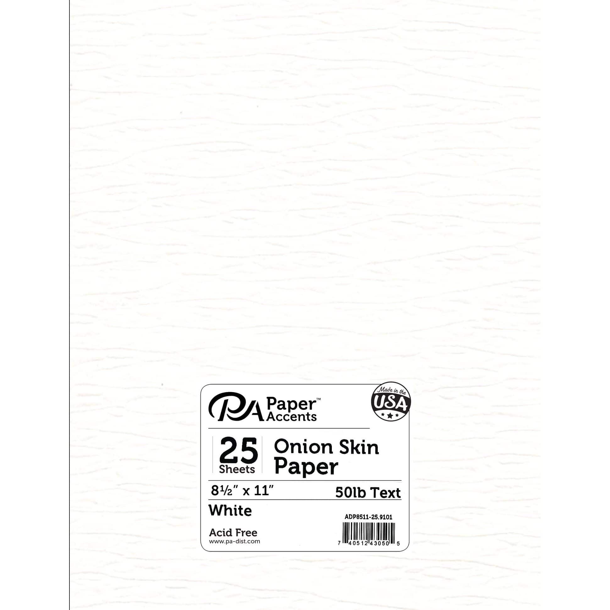 PA Paper™ Accents 8.5" x 11" 50lb. White Onion Skin Paper, 25 Sheets