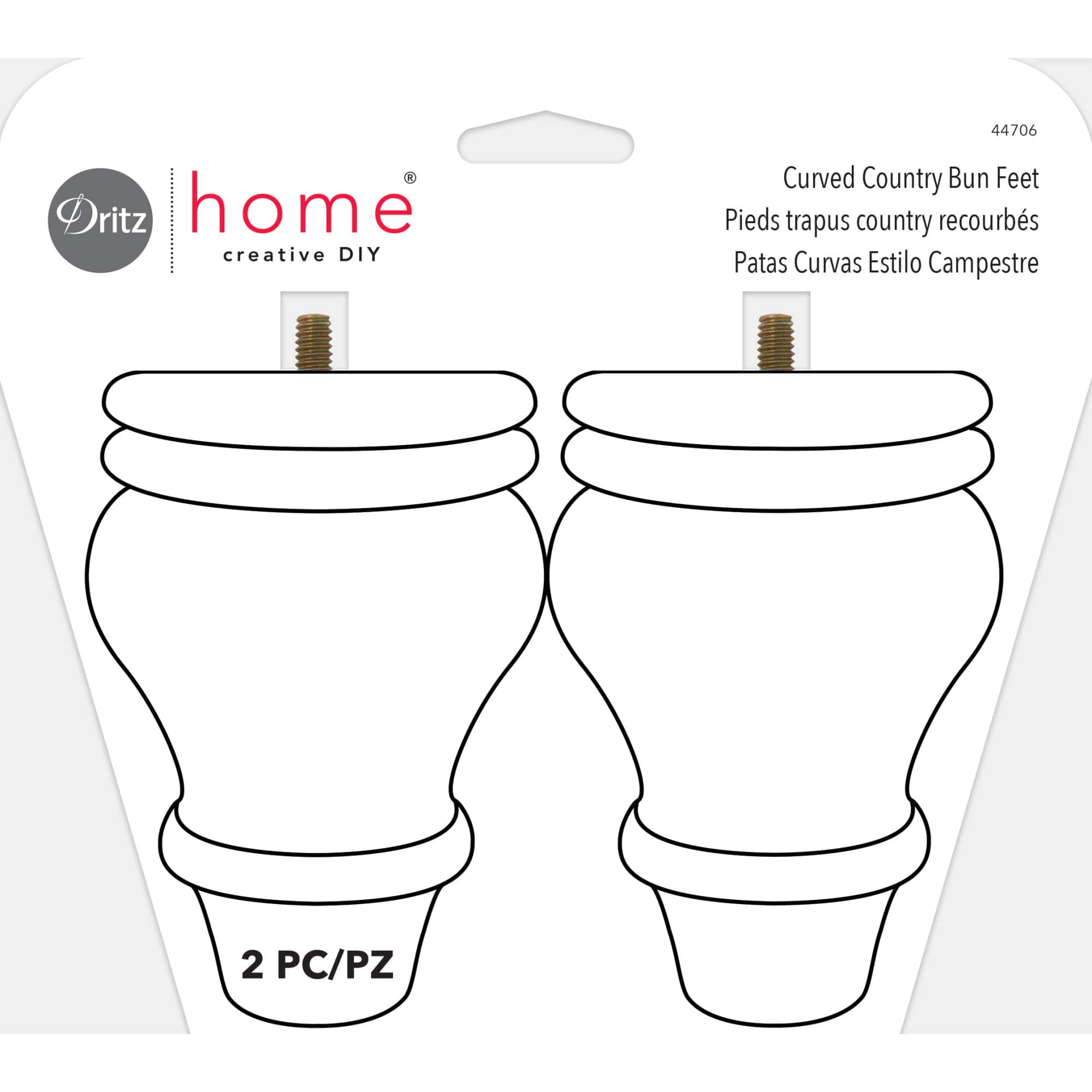 Dritz&#xAE; Home Wood Curved Country Bun Feet, 2ct.