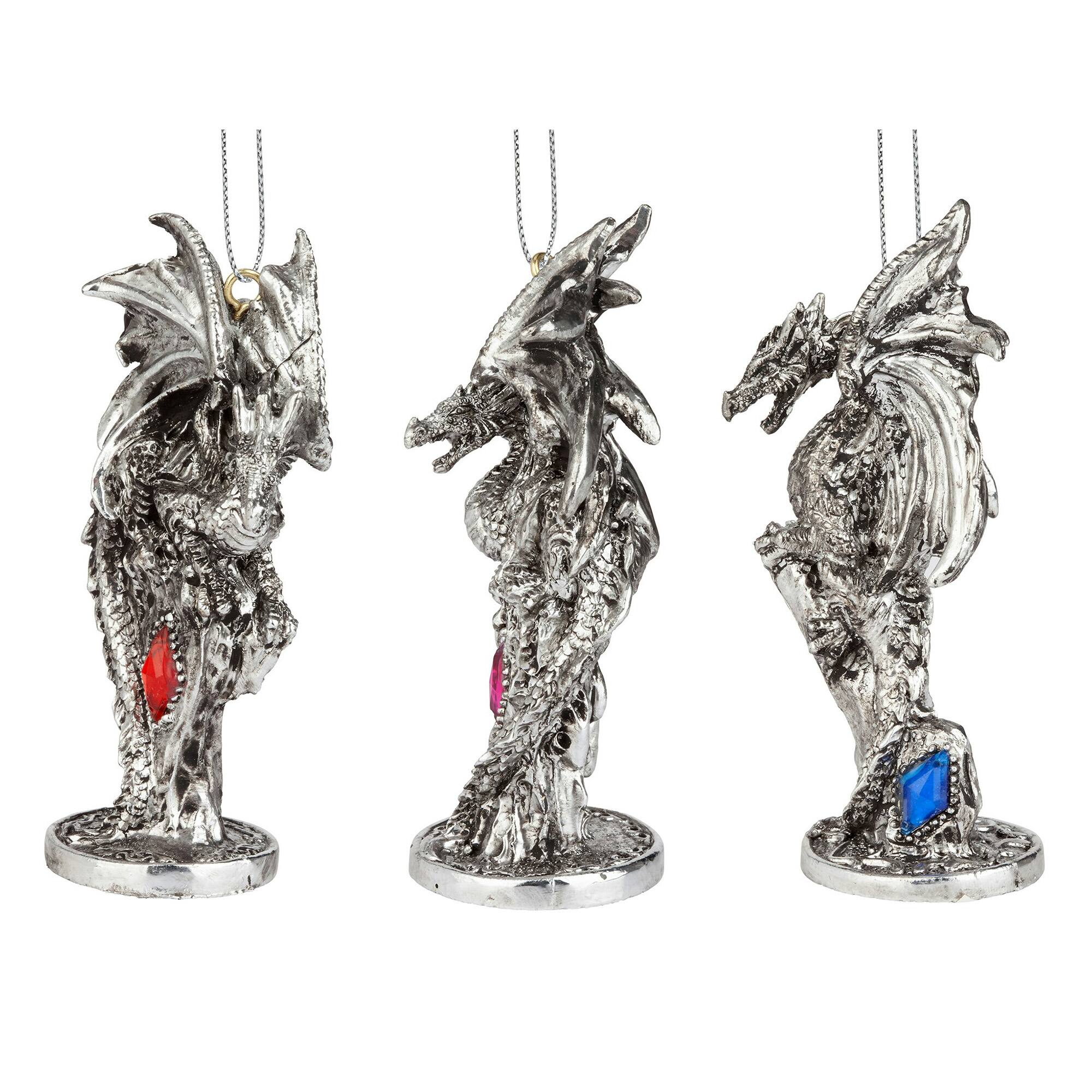 Design Toscano 4&#x22; Three Dragons of the Amesbury Gemstone Ornament Set