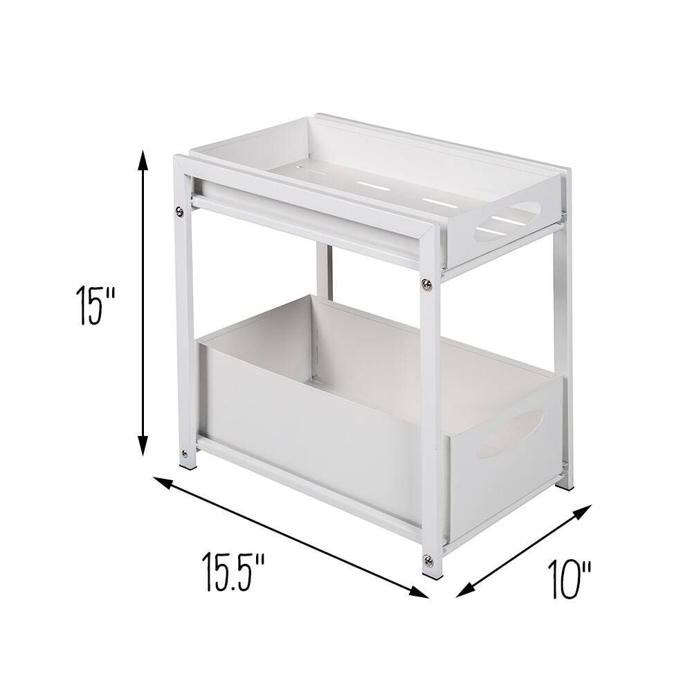 Honey Can Do 15.5" White Metal Kitchen Cabinet Organizer with Drawers