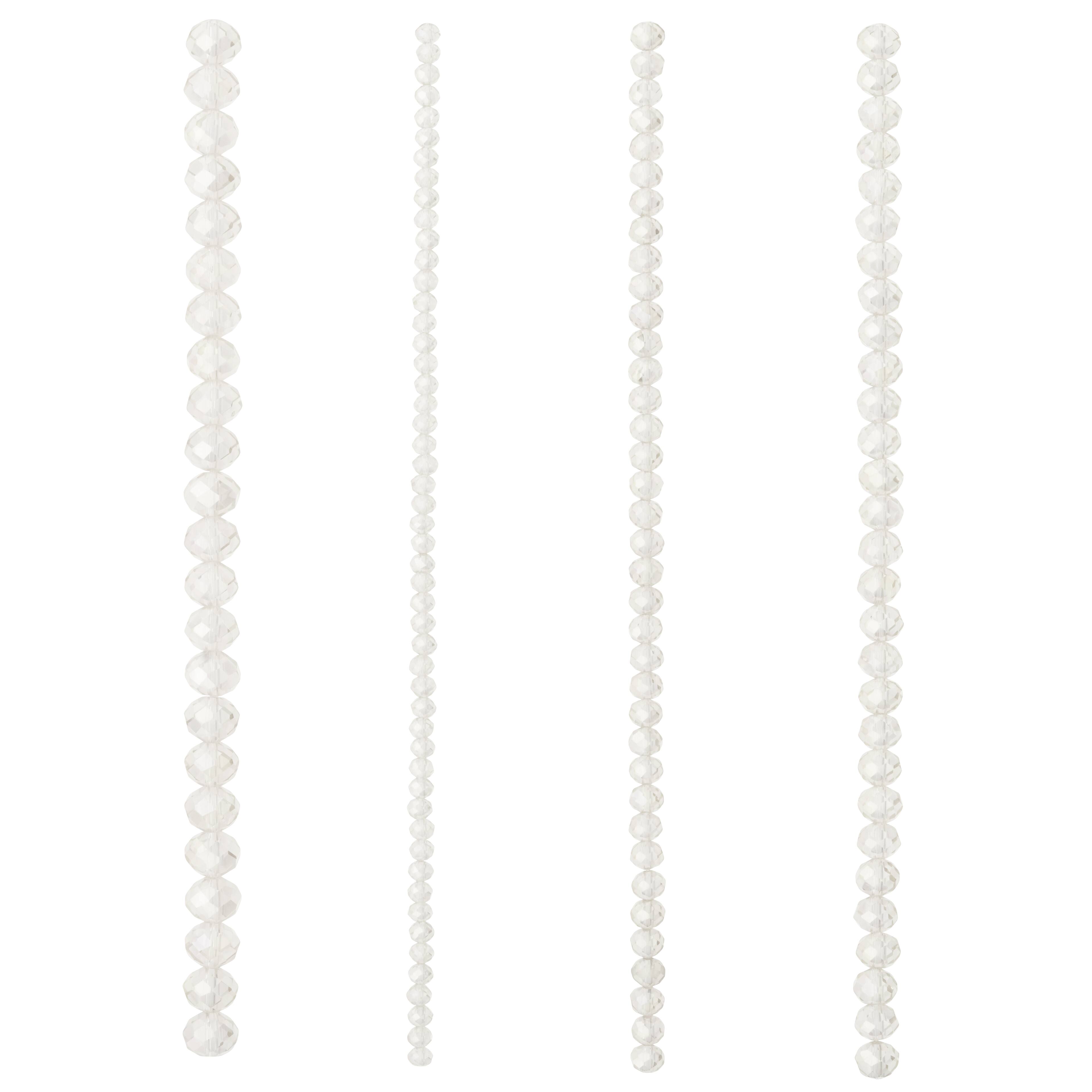 12 Pack: Clear Faceted Glass Rondelle Beads by Bead Landing™