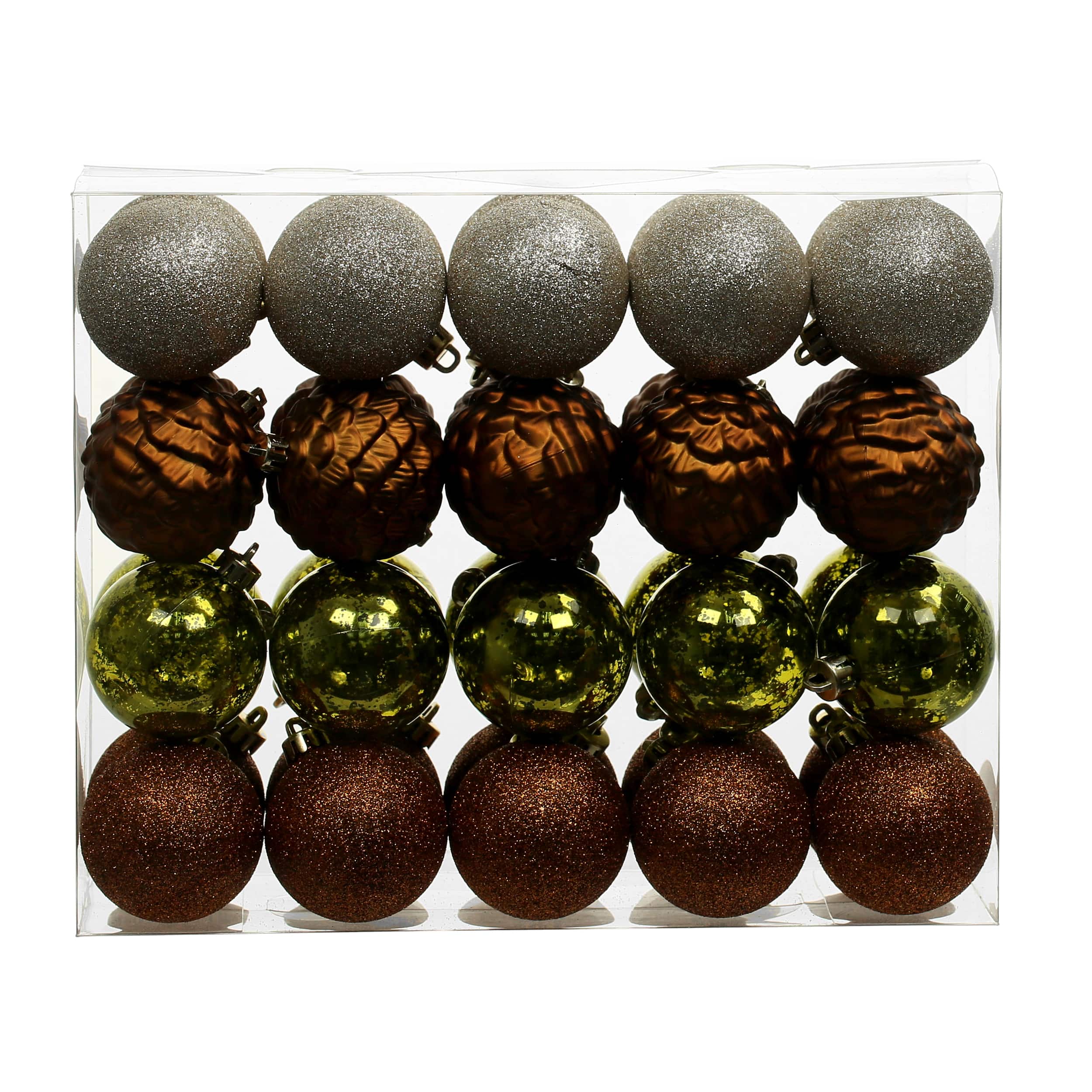 40 Pack 2.25&#x22; Forest Solid &#x26; Glitter Shatterproof Ornaments by Ashland&#xAE;