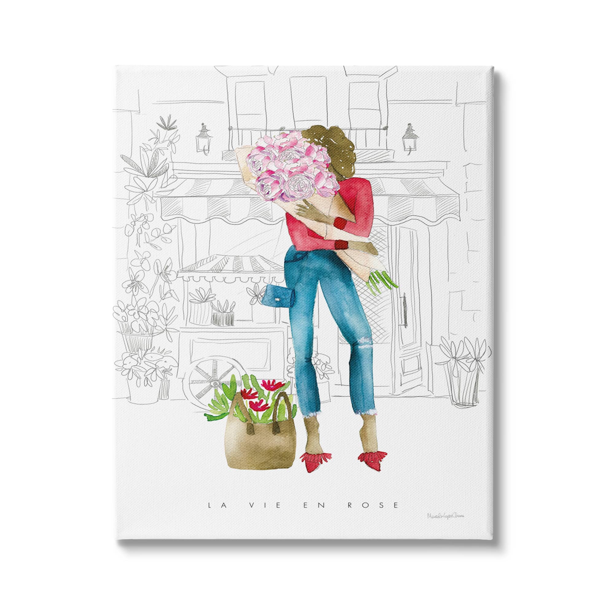 Stupell Industries La Vie En Rose French Phrase Parisian Pink Canvas Wall Art