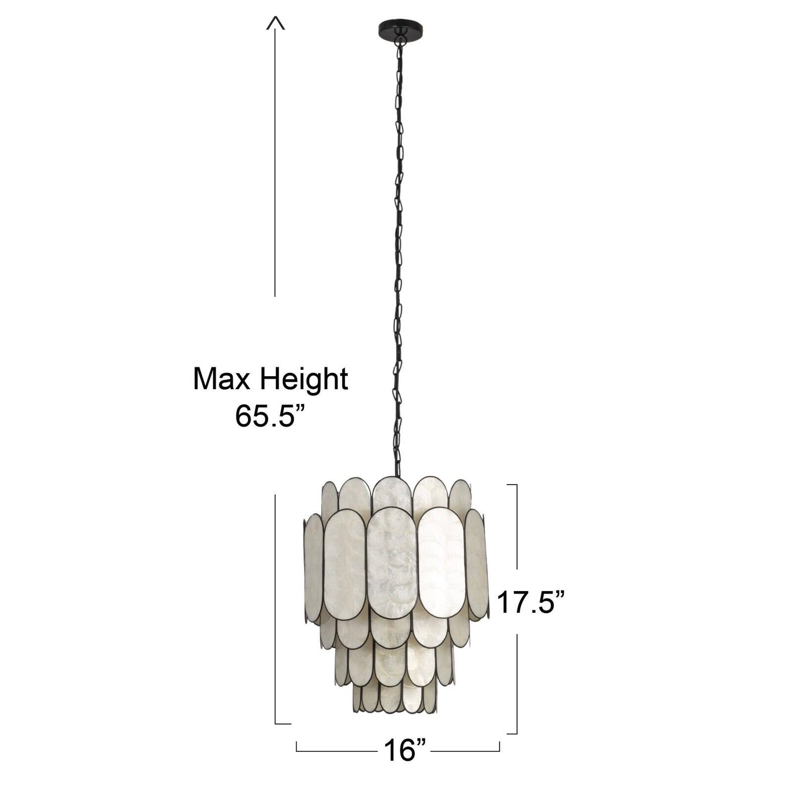 Hello Honey&#xAE; Black Finish Laminated Capiz Tiered Chandelier