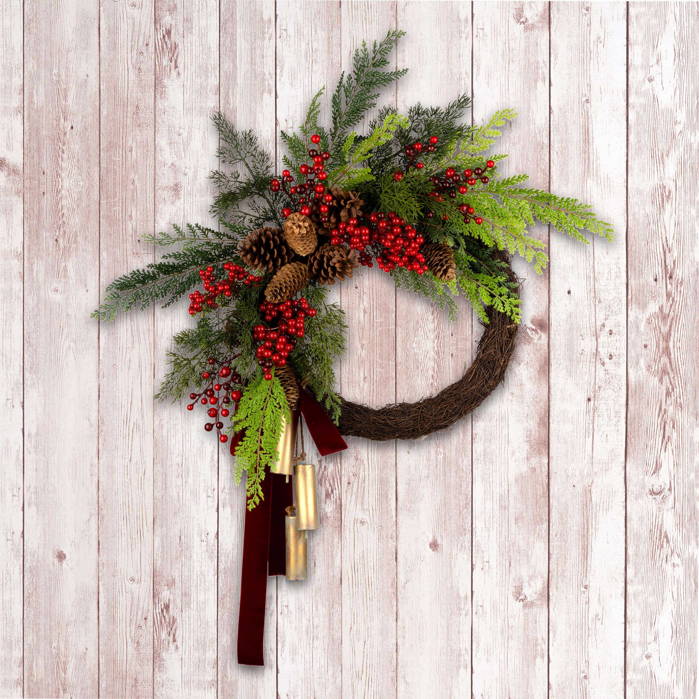 24" Christmas Joy Chimes Wreath
