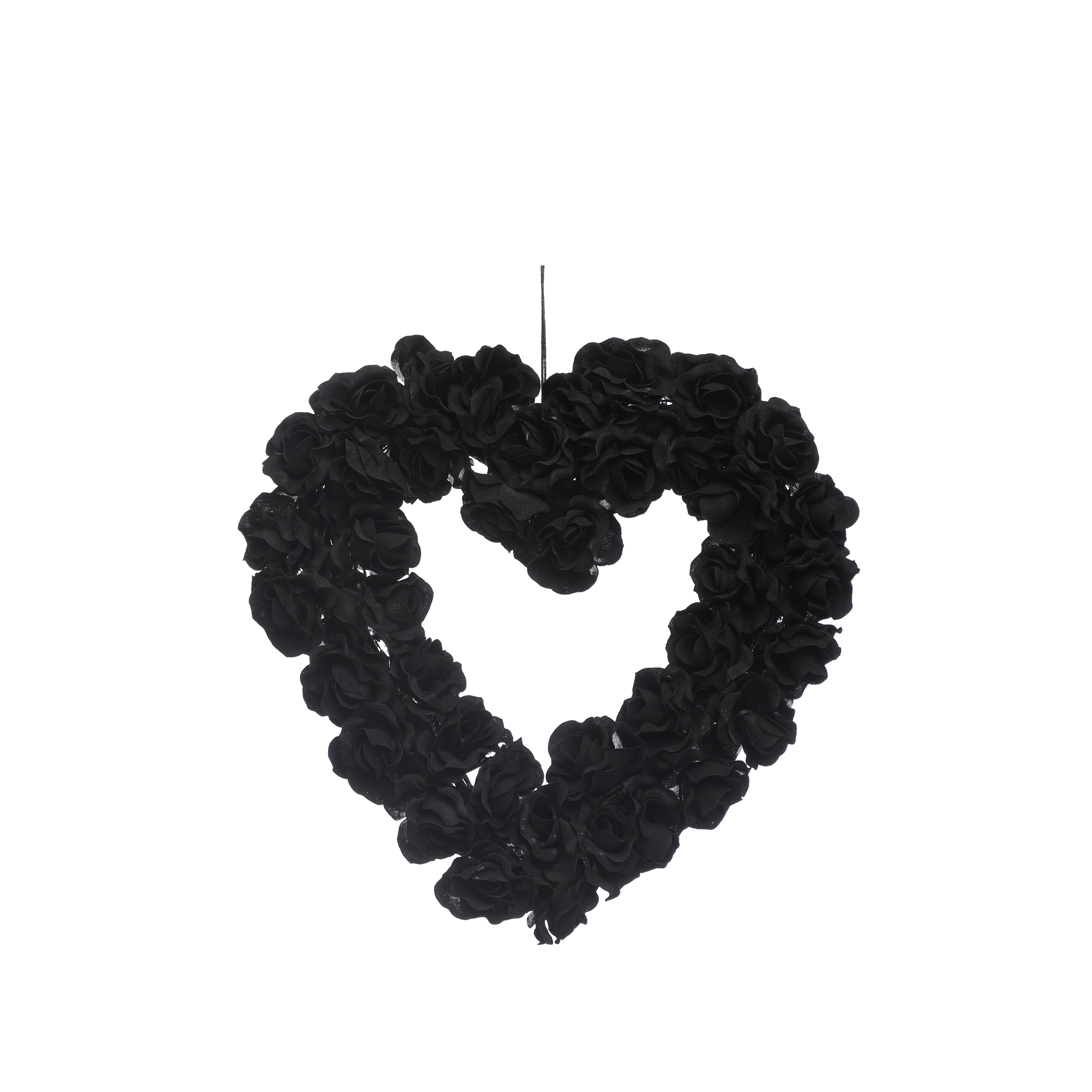 16&#x22; Black Rose Heart Wreath Wall D&#xE9;cor by Ashland&#xAE;