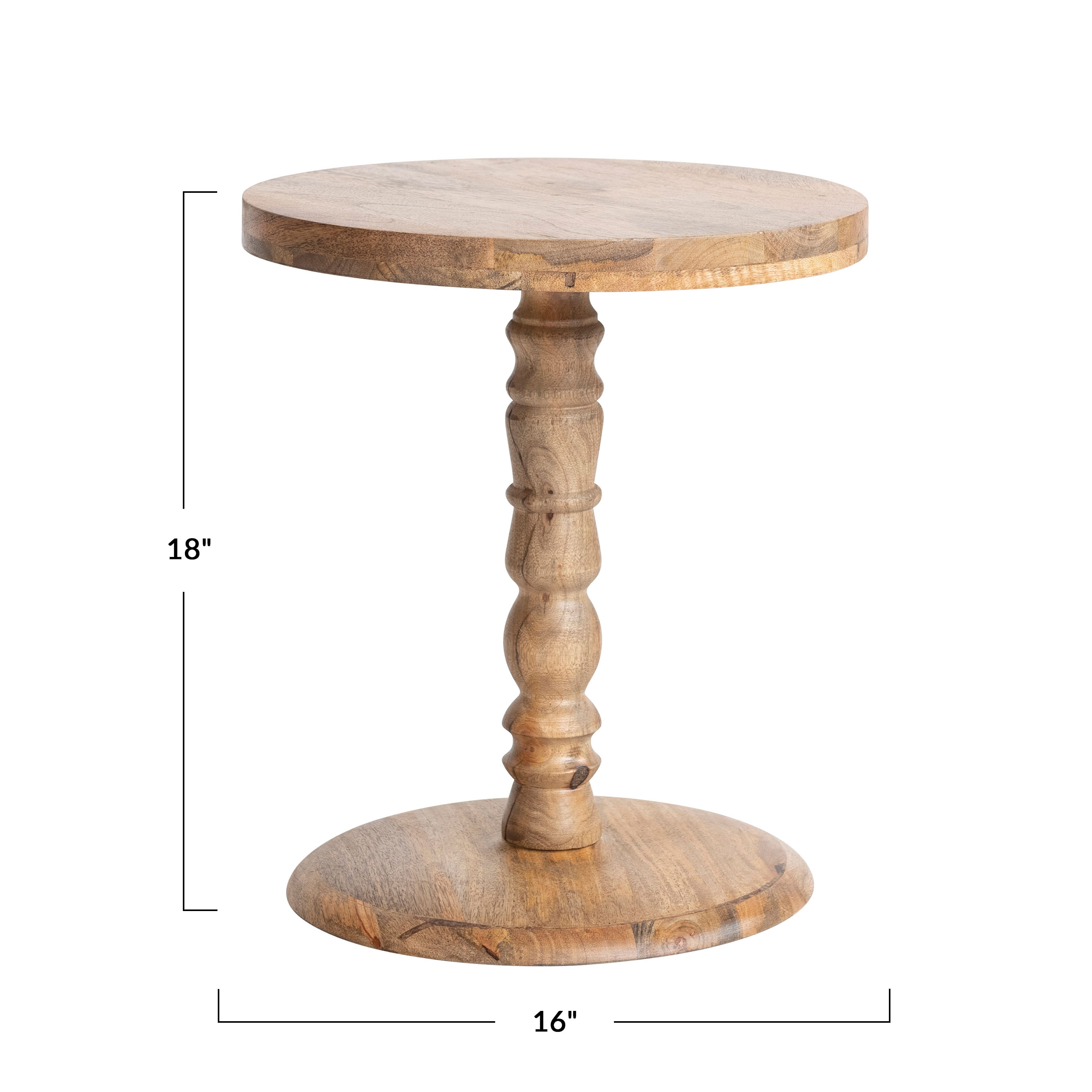 Hello Honey® 18" Natural Hand Carved Sculptural Wood Side Table