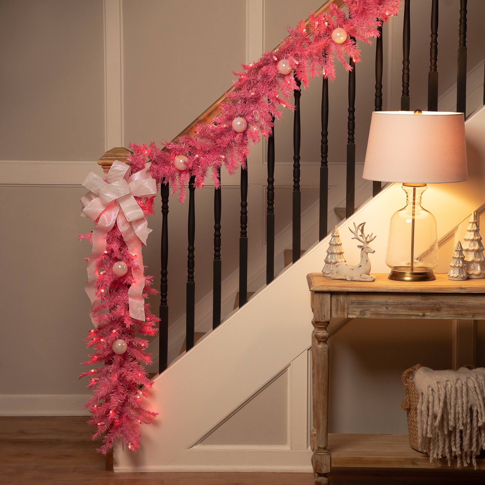 9ft. Pre-Lit Pink Spruce Christmas Garland