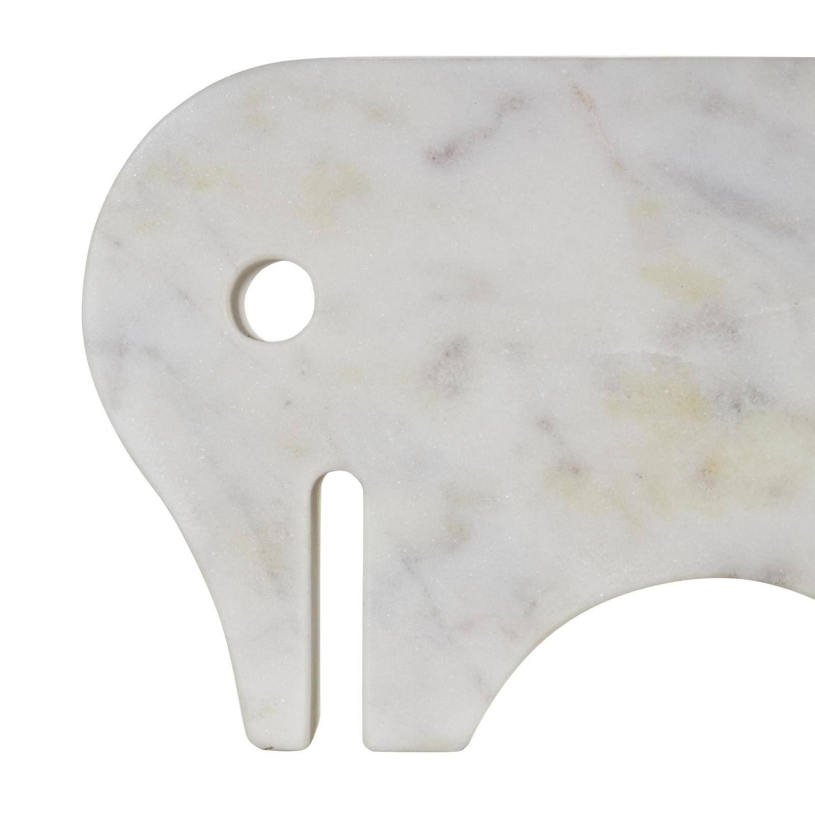 White & Gray Abstract Marble Elephant Sculpture Set