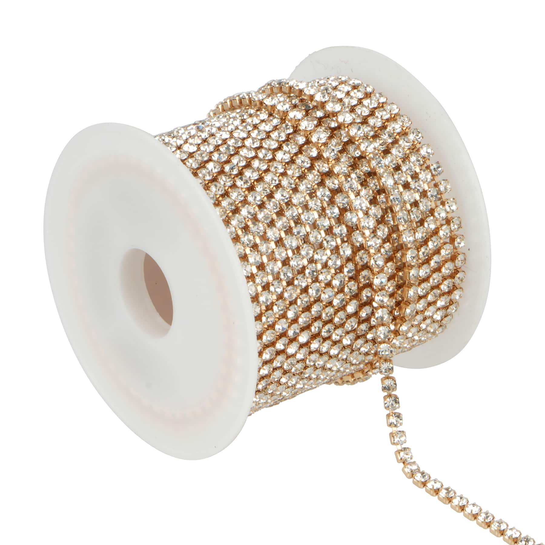 5yd. Glass Rhinestone Chain Spool by Bead Landing™, Color: Clear/Gold ...