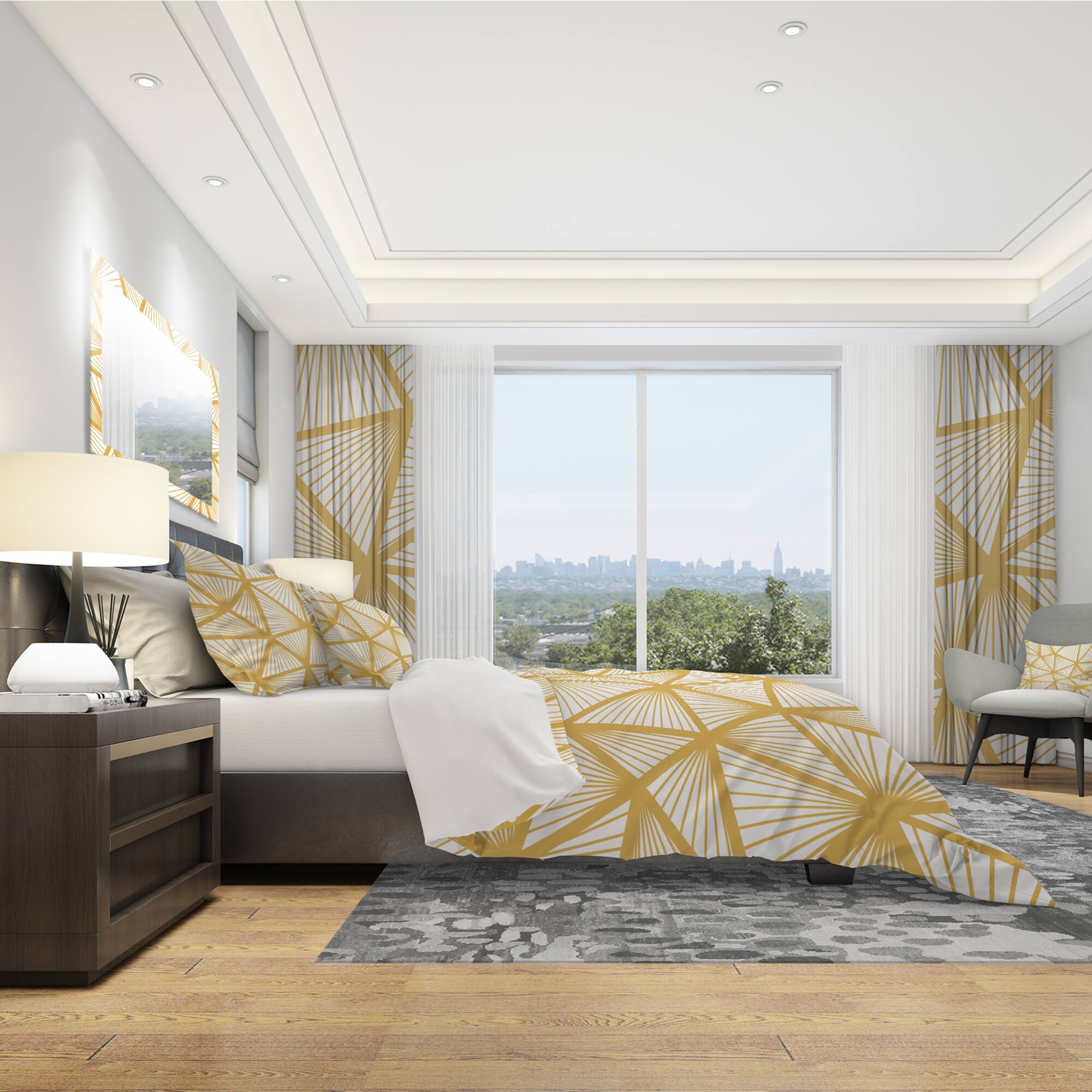 Designart 'Art Deco Geometric Decorative Pattern' Modern Bedding Set - Duvet Cover & Shams