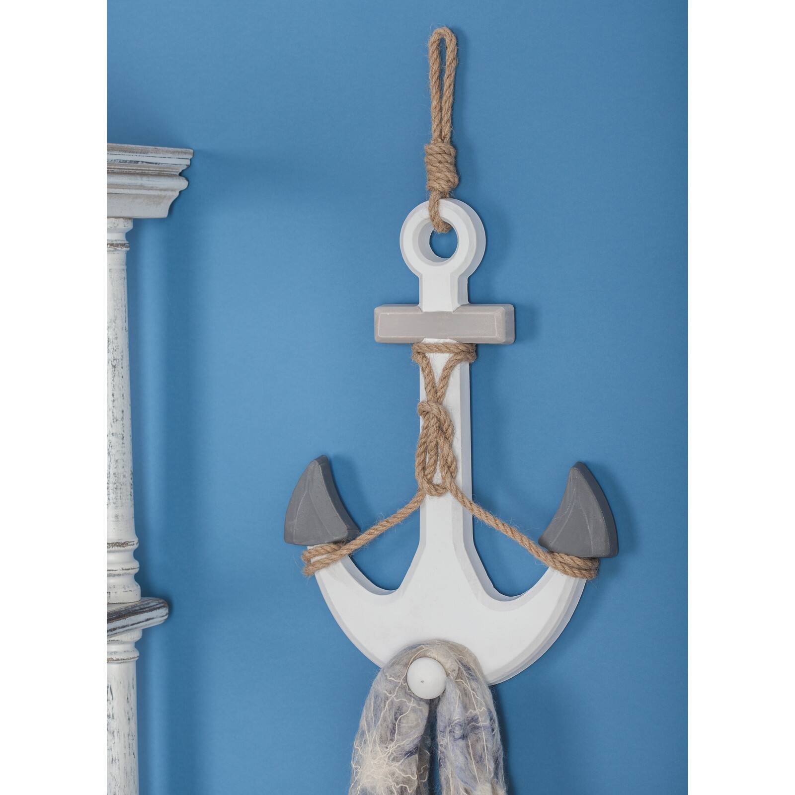 White Coastal Wood Wall Decor, 23&#x22; x 12&#x22;