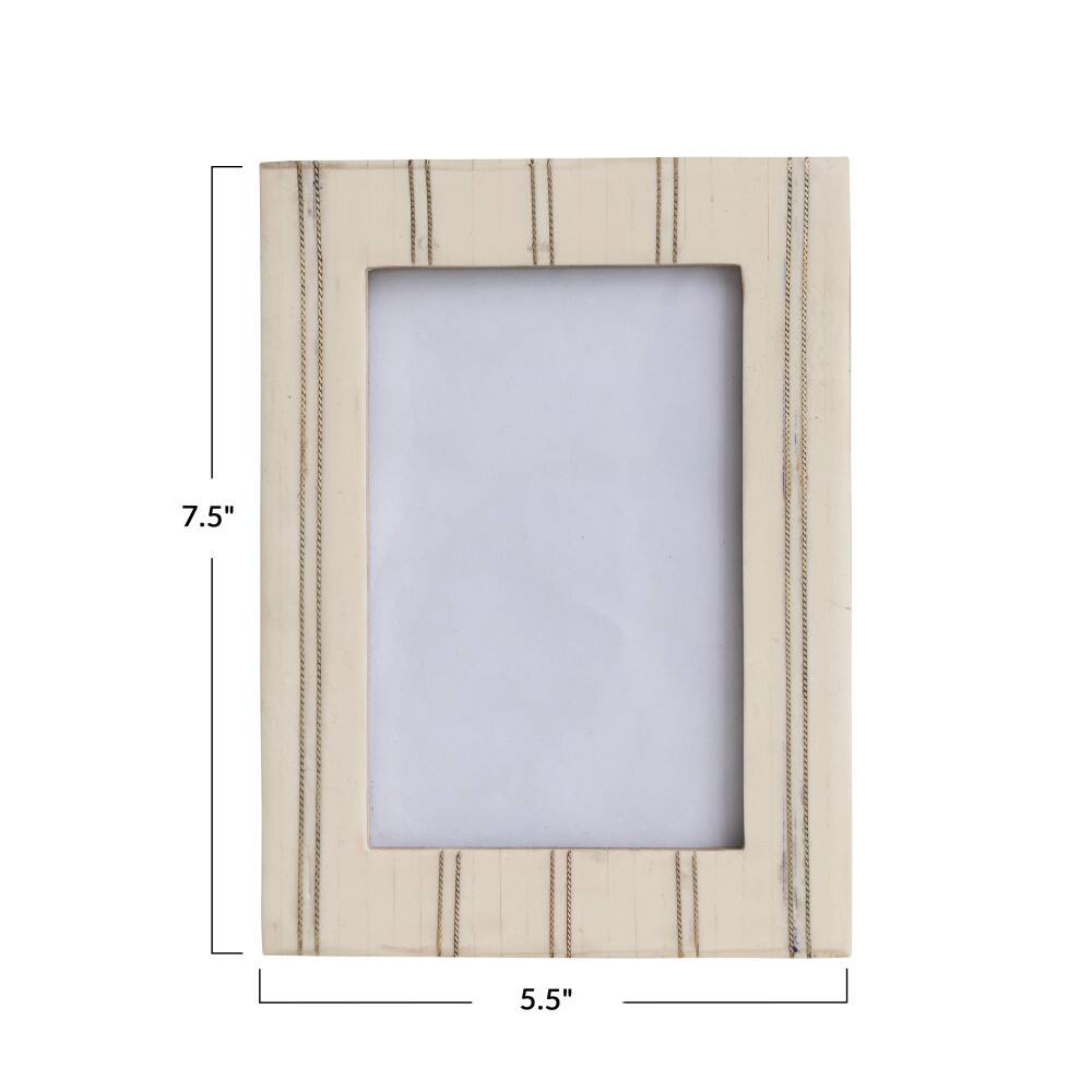 Hello Honey® Cream & Gold Pinstripe Photo Frame