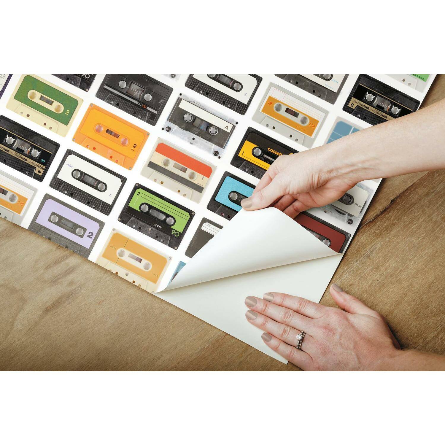 RoomMates Retro Cassettes Peel & Stick Wallpaper