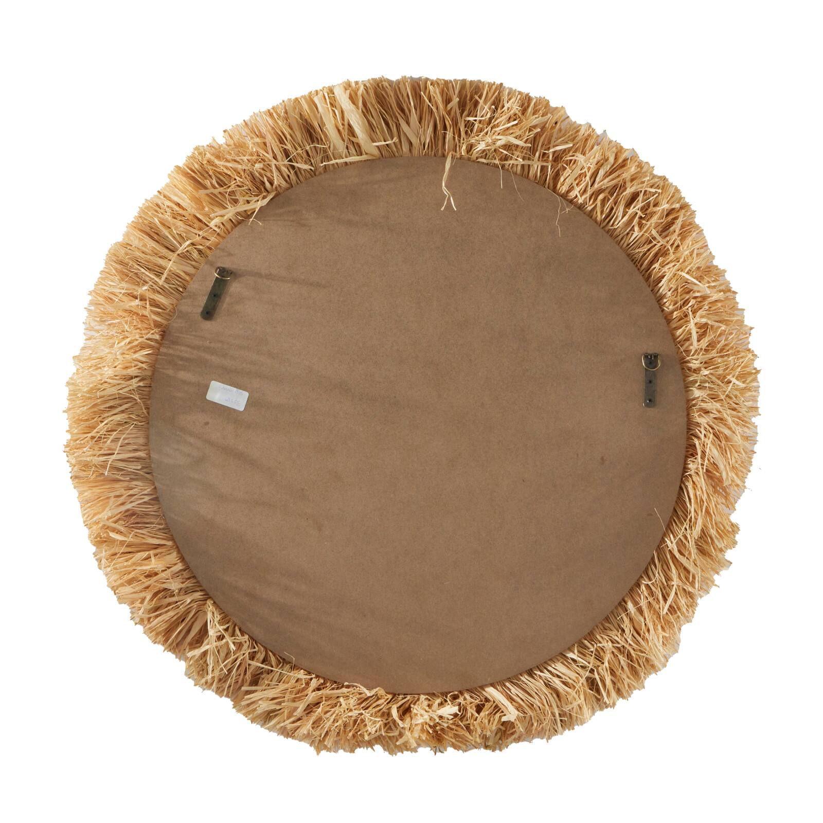 The Novogratz Light Brown Seagrass Wall Mirror with Fringe Detailing 35" x 1" x 35"