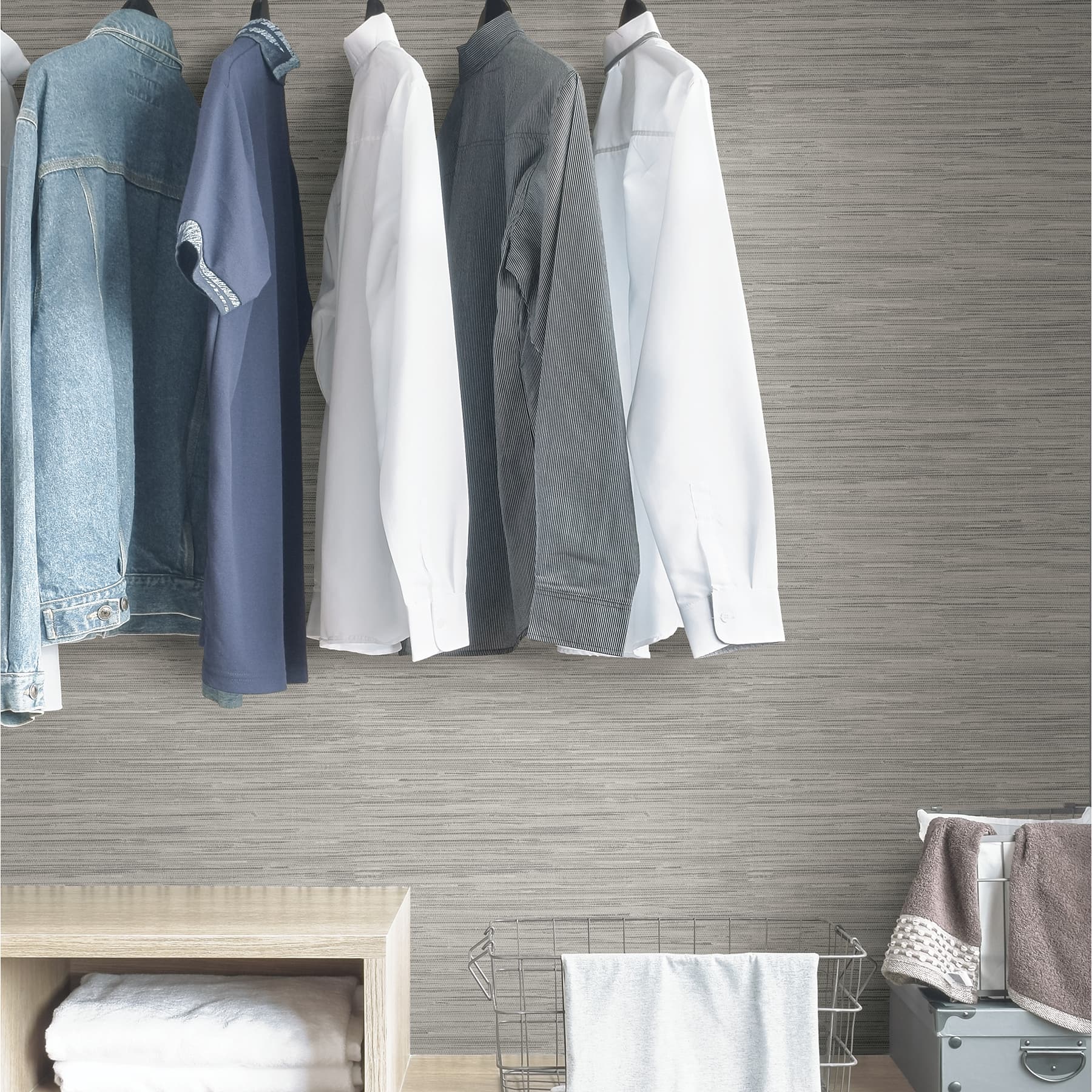 InHome Avery Weave Gray Peel & Stick Wallpaper