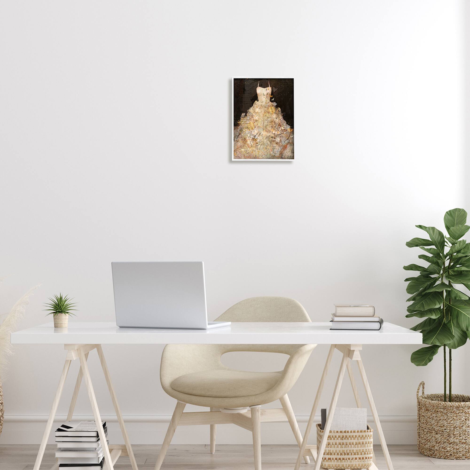 Stupell Industries Detailed Evening Gown Dress Text Collage Butterflies Framed Giclee Art