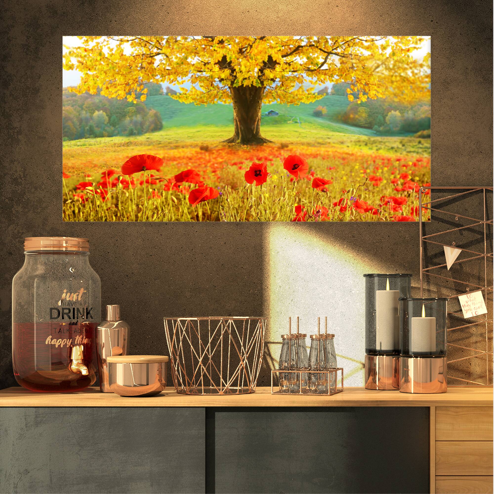 Designart - Beautiful Autumn Yellow Tree - Floral Canvas Art Print