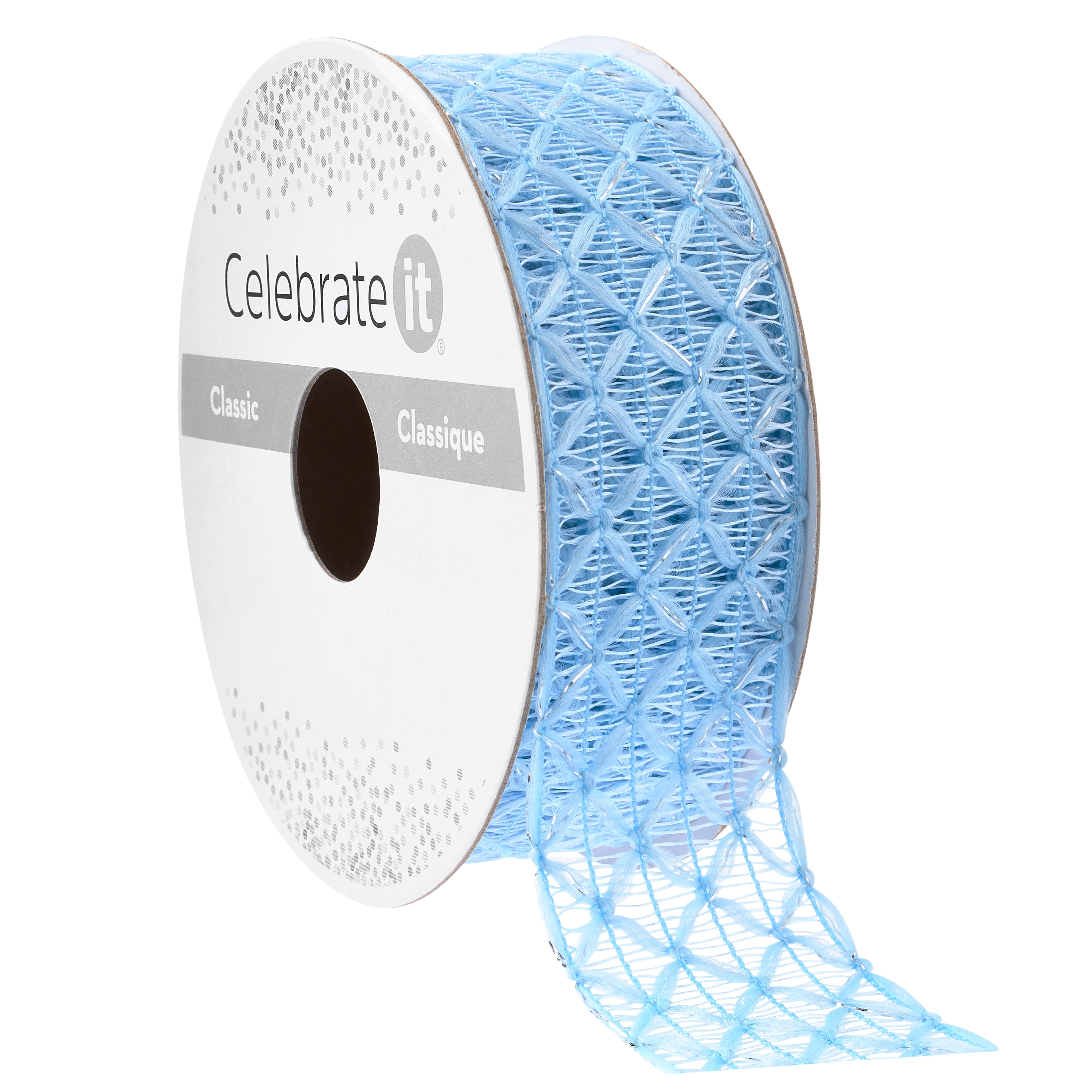 Ruban tissé au crochet de couleur bleu de Celebrate It, 2,5 cm x 2,7 m