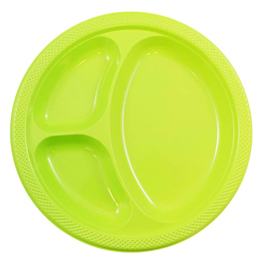 Red Plastic Divided Dinner Plates 20ct