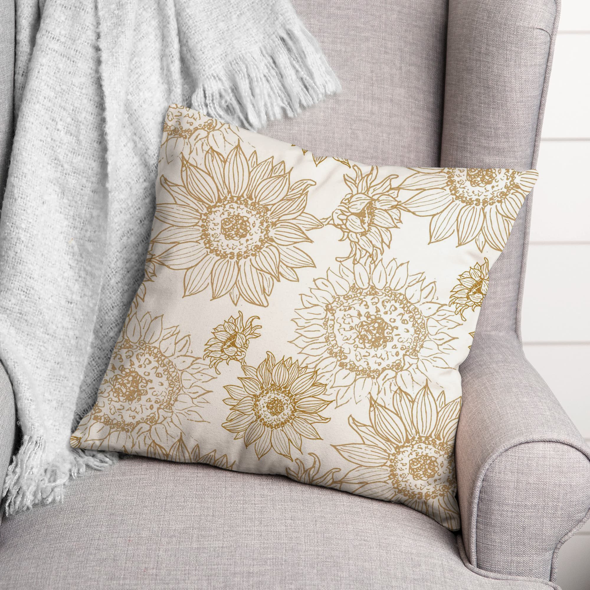 Large Sunflower Head Throw Pillow