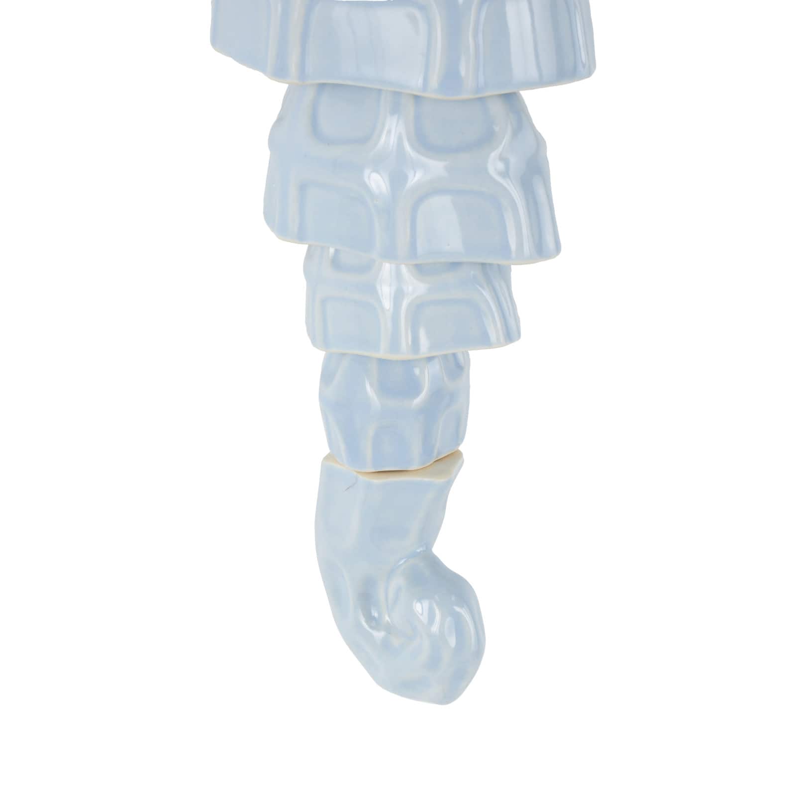 24" Blue Ceramic Sea Horse Windchime with Brown Rope