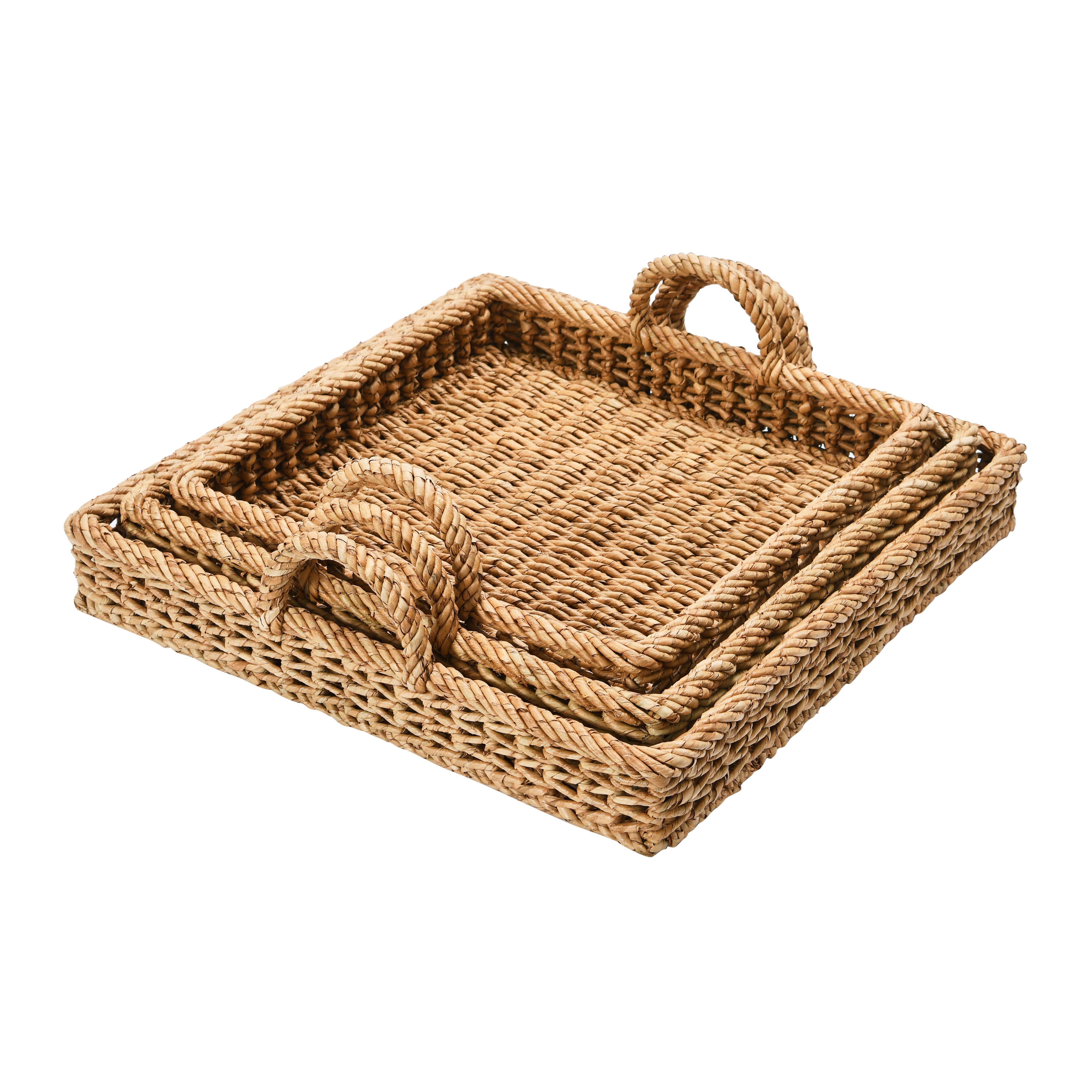 Hello Honey® Decorative Water Hyacinth Tray Set