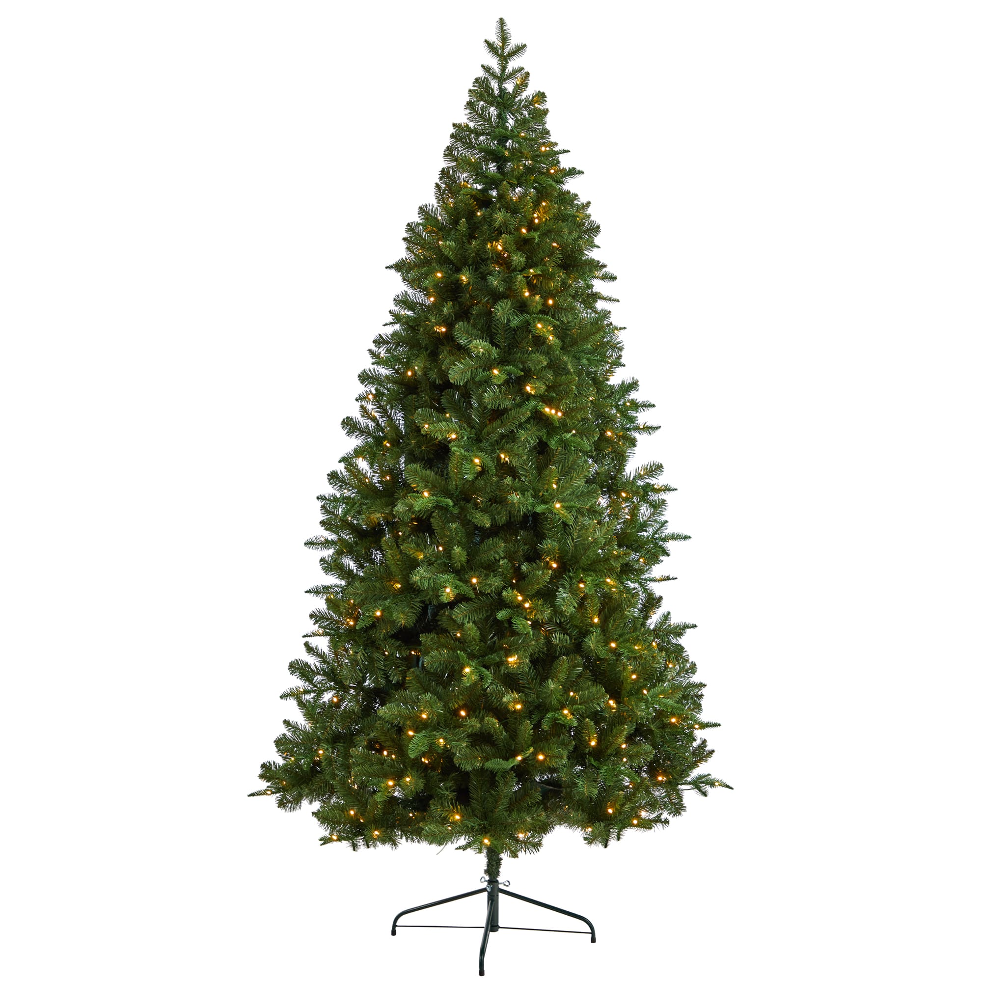 8ft. Pre-Lit Grand Teton Spruce Flat Back Artificial Christmas Tree, Warm White LED Lights