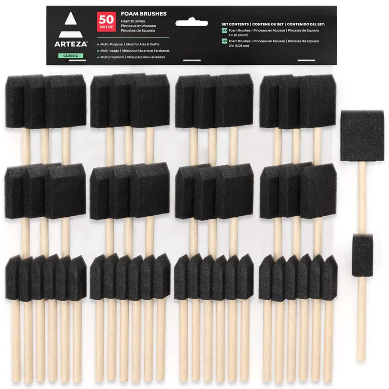 Arteza&#xAE; 1&#x22; &#x26; 2&#x22; Foam Brushes Set