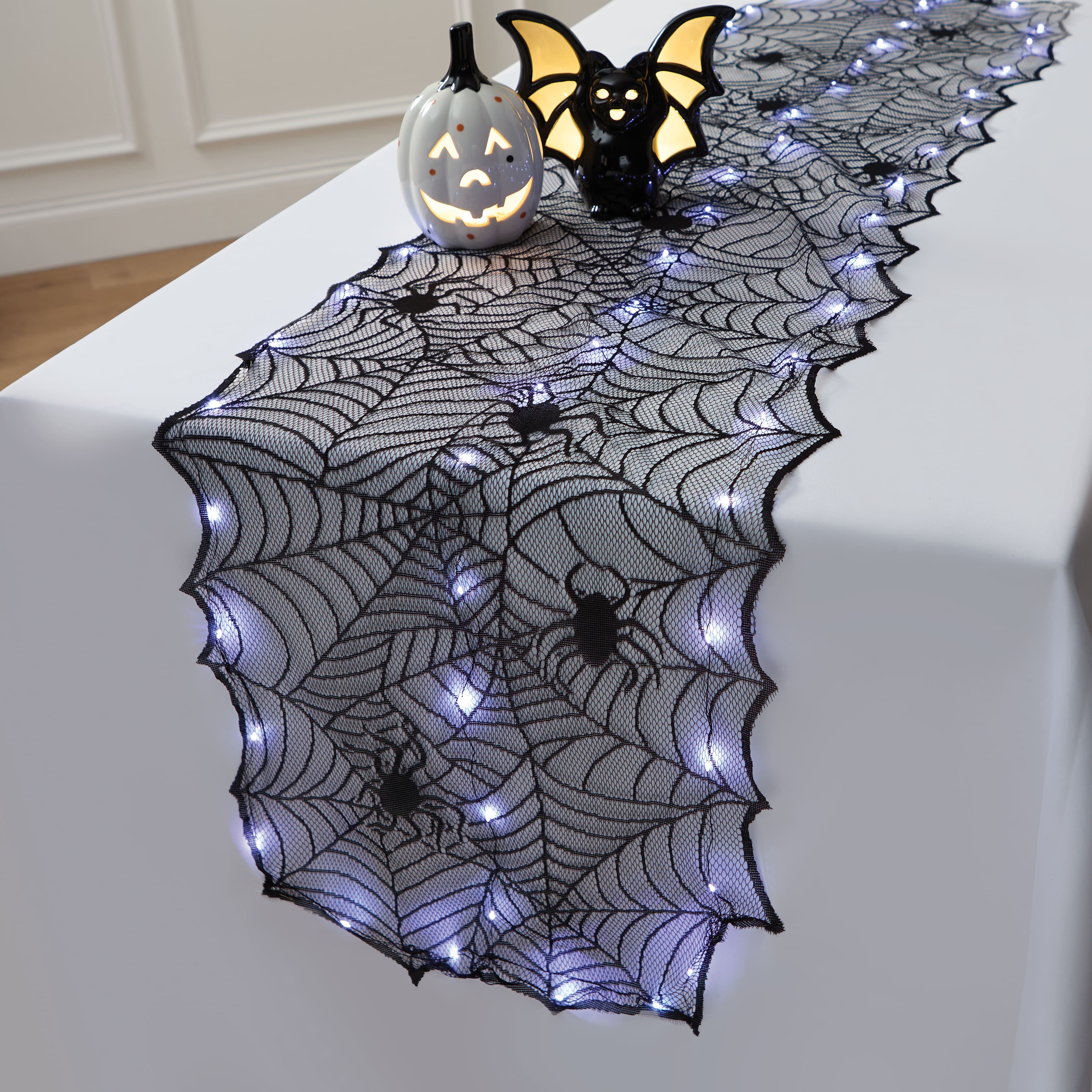 72&#x22; LED Lighted Spider Web Table Runner by Ashland&#xAE;