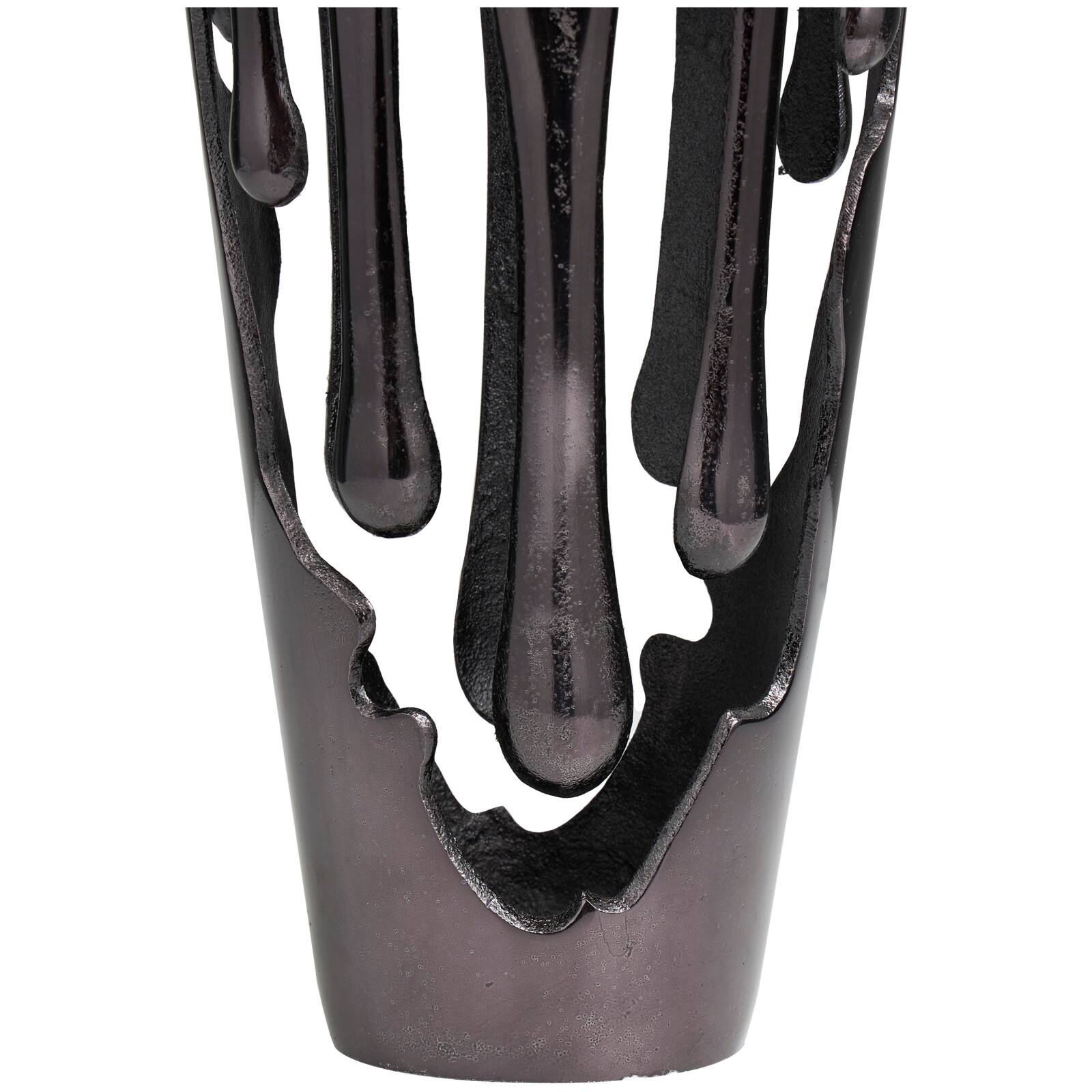15&#x22; Black Aluminum Drip Vase with Melting Designed Body