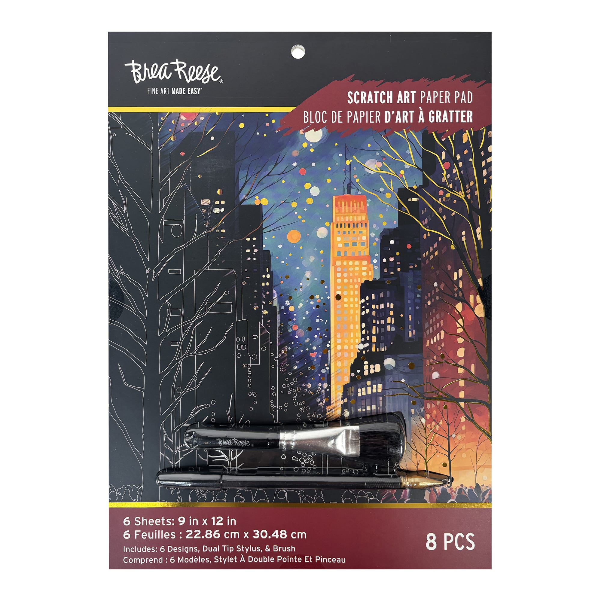 Brea Reese&#x2122; 9&#x22; x 12&#x22; Christmas in the City Scratch Art Paper Pad