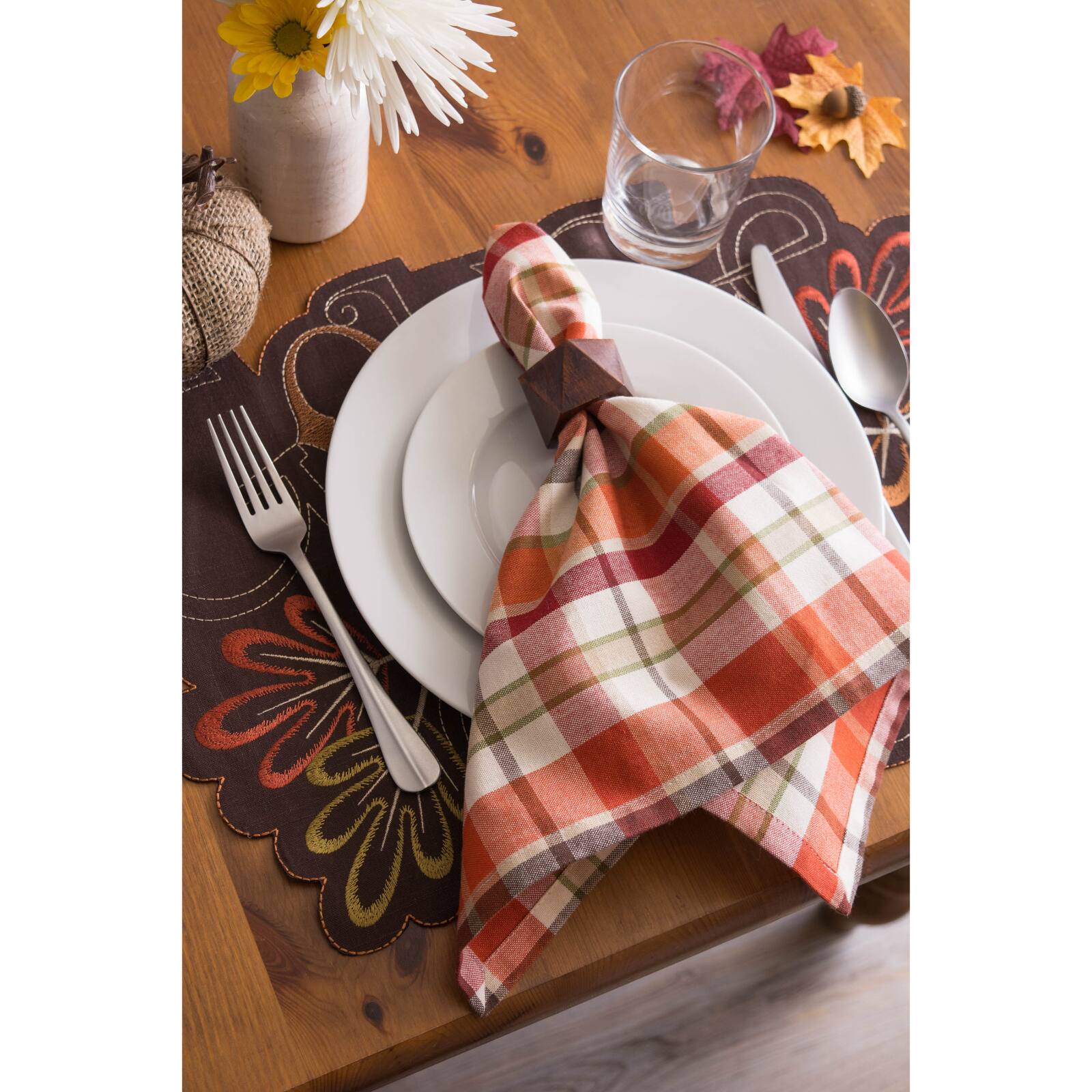 DII&#xAE; Pumpkin Spice Plaid Dinner Napkins, 6ct.