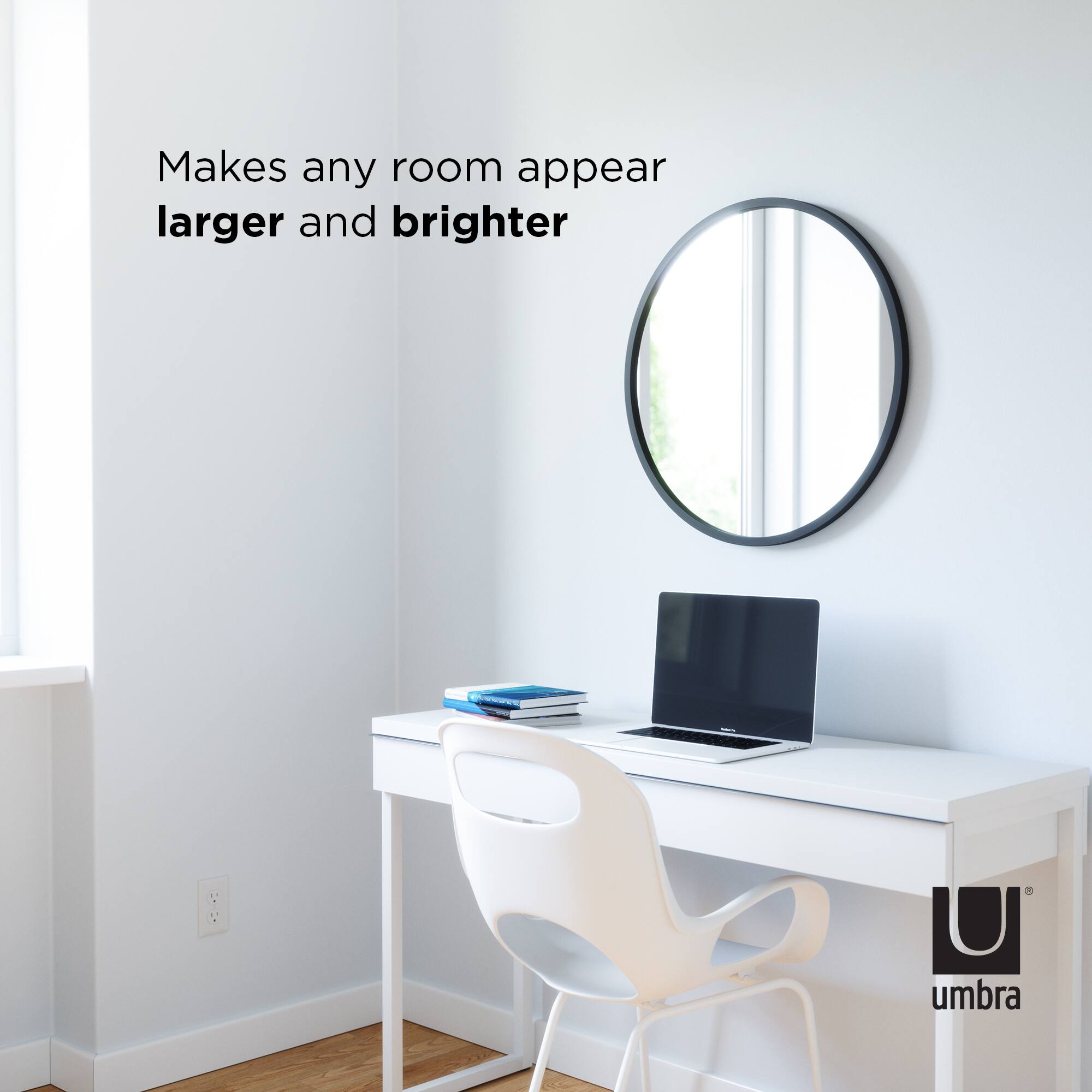Umbra 24&#x22; Black Hub Decorative Round Wall Mirror