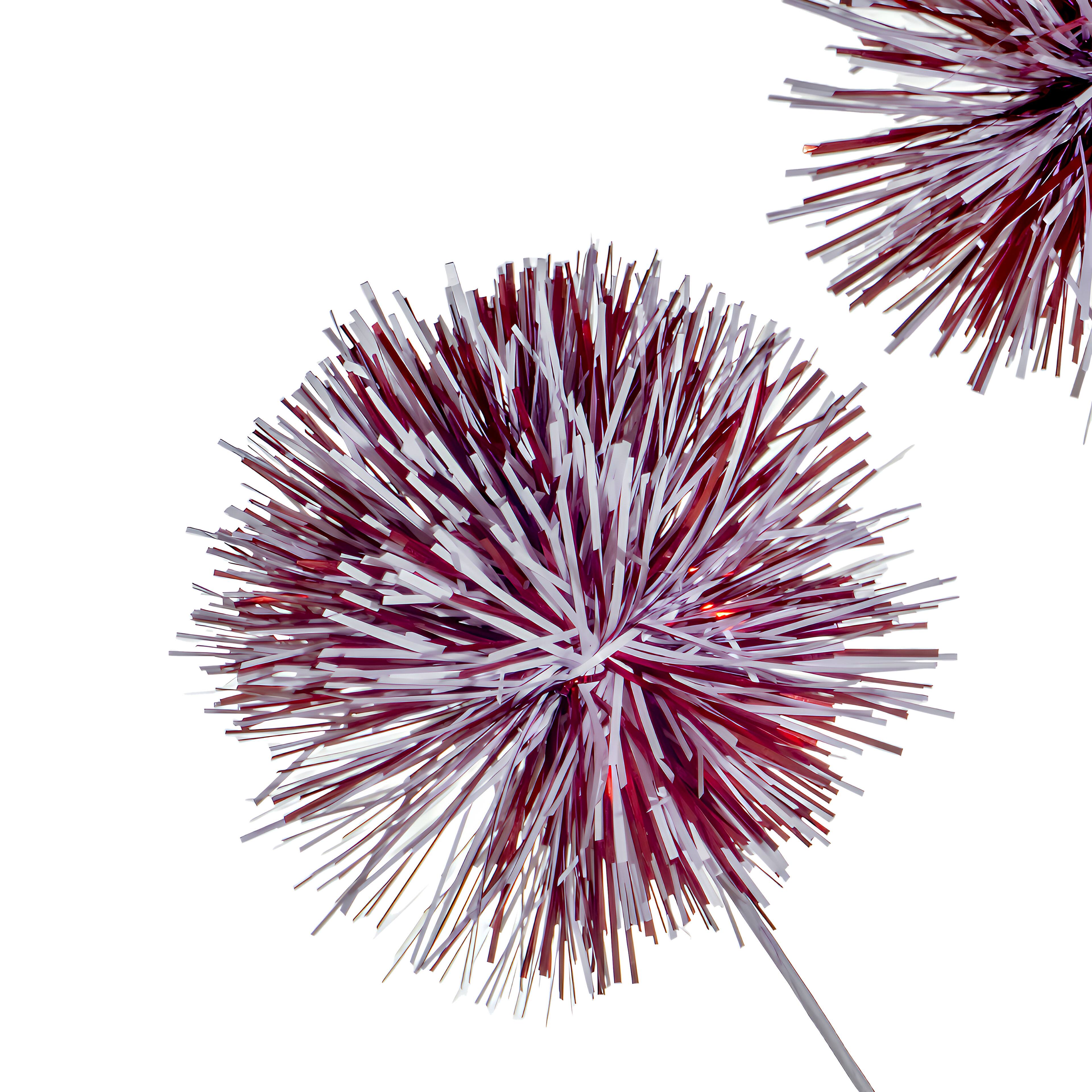 19&#x22; Red &#x26; White Tinsel Pom Pom Pick by Celebrate It&#x2122;