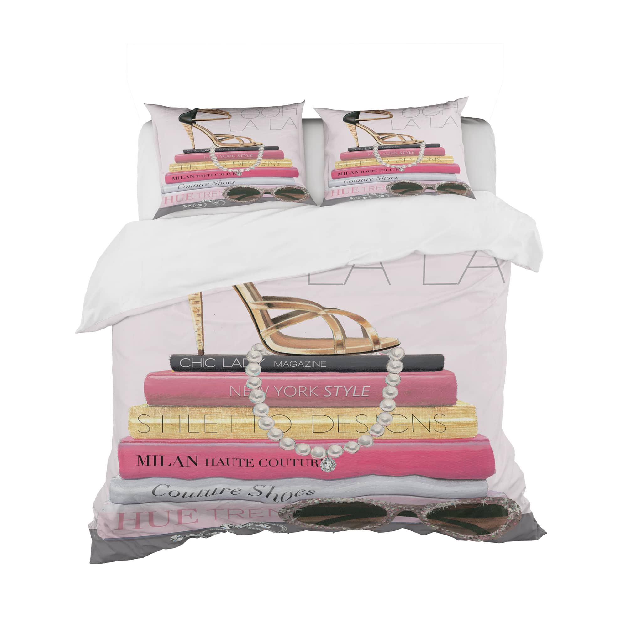 Designart &#x27;Paris Glamourous Gold Style II&#x27; Teenage Bedding Set - Duvet Cover &#x26; Shams