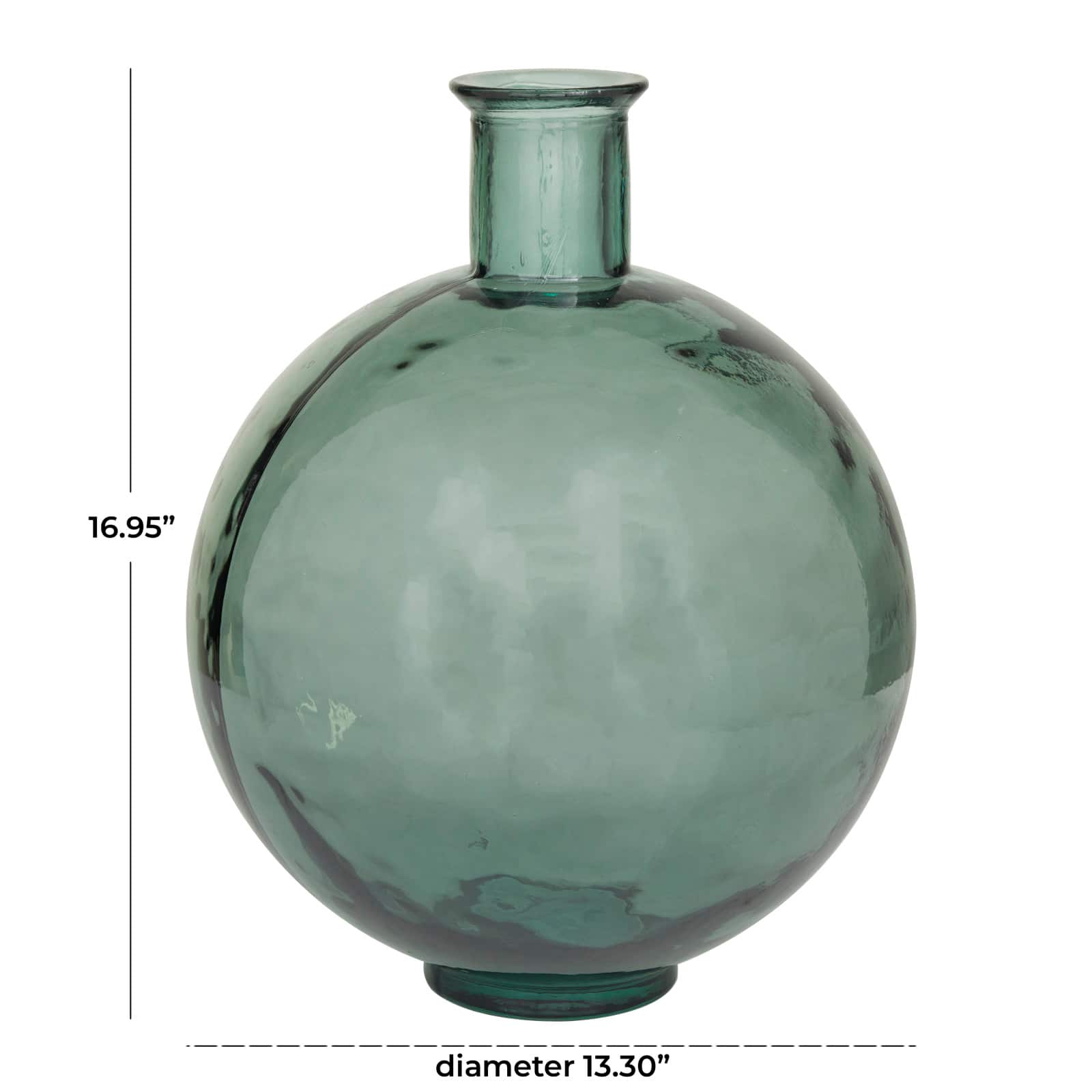 Green Recycled Glass Handmade Spanish Vase 13" x 13" x 17"