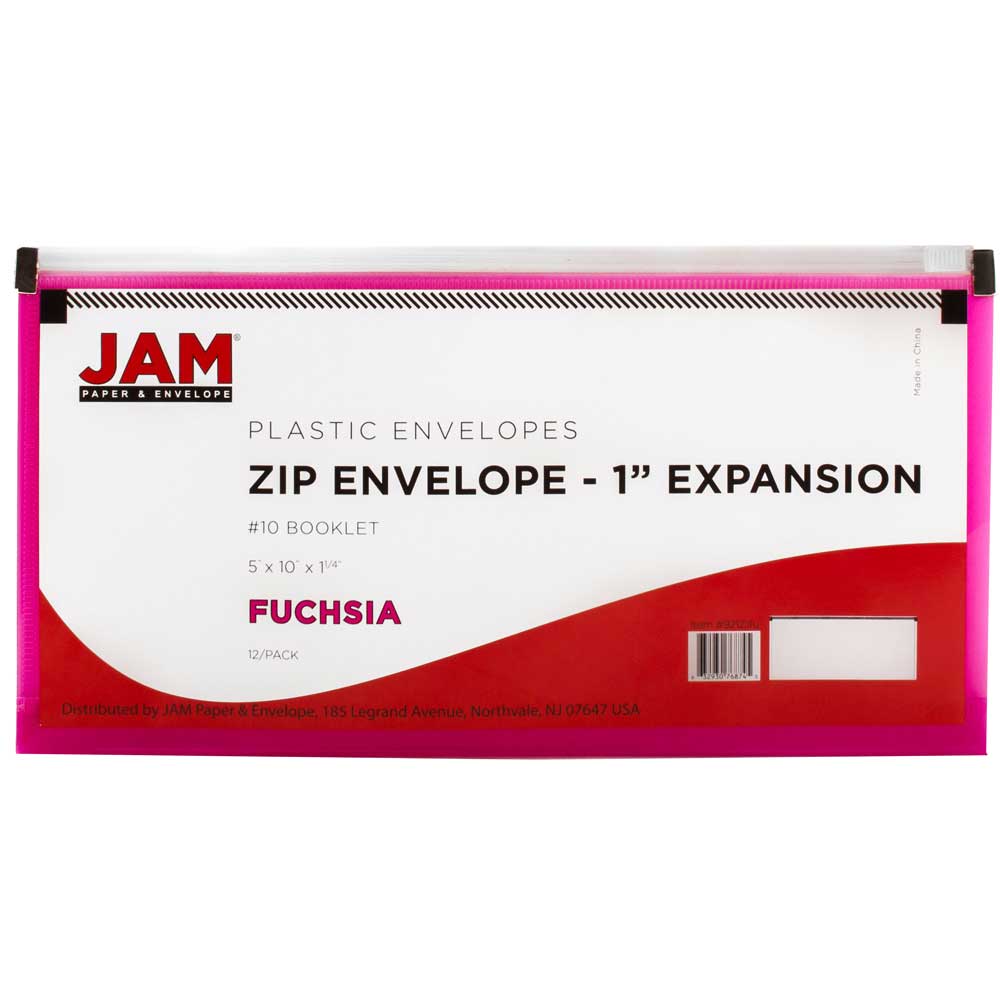 JAM Paper 5&#x22; x 10&#x22; Plastic Zip Closure Envelopes, 12ct.