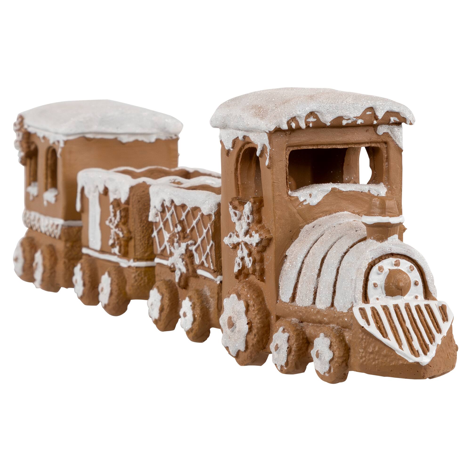 17.75" Frosted Gingerbread Train Tabletop Christmas Decoration