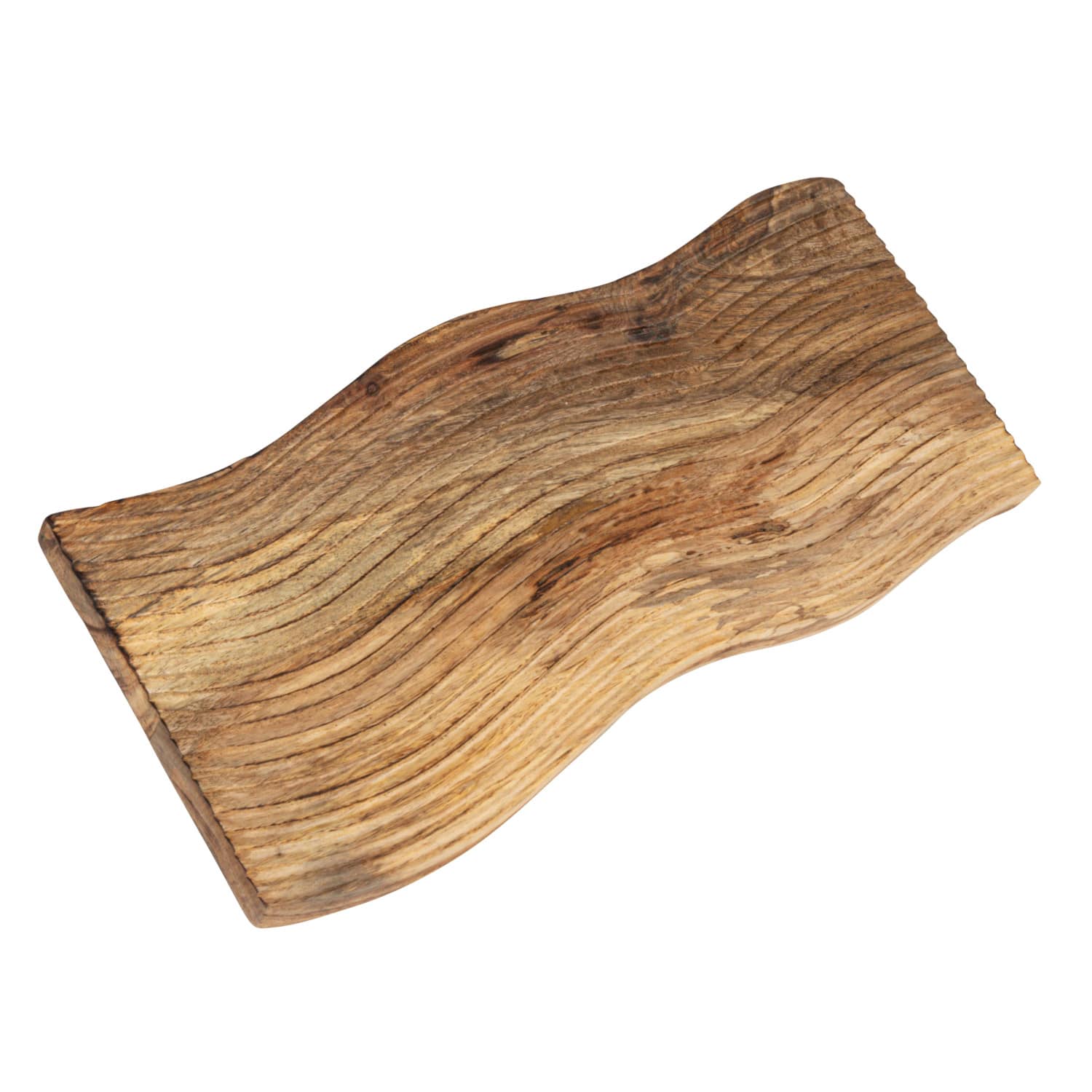 16&#x22; Walnut Finish Grooved Mango Wood Cheese &#x26; Cutting Board