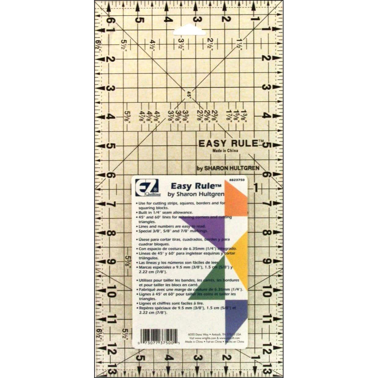 EZ Quilting Easy Rule Ruler, 6.5 x 13