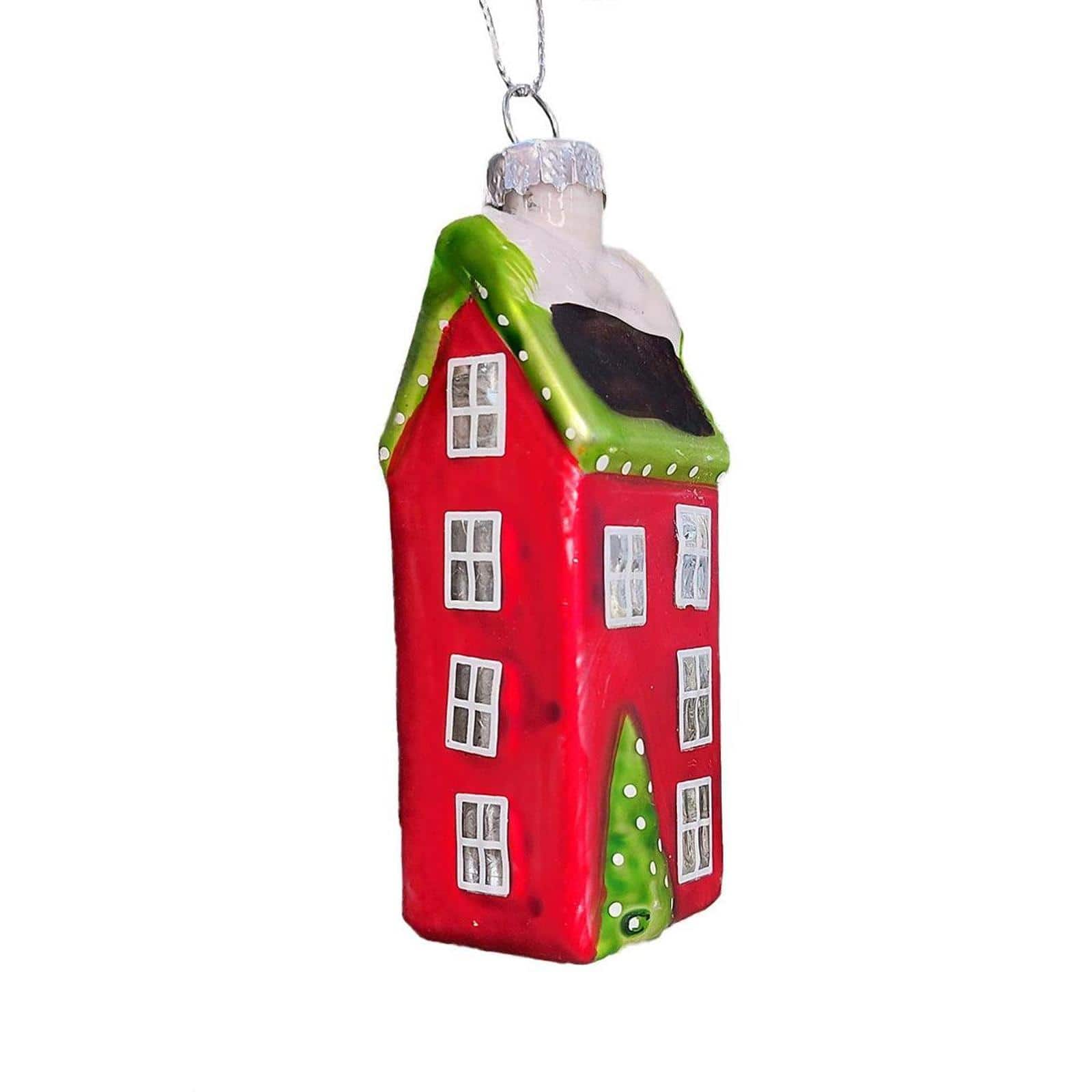 Wizardi 12" Festive House Christmas Glass Ornament