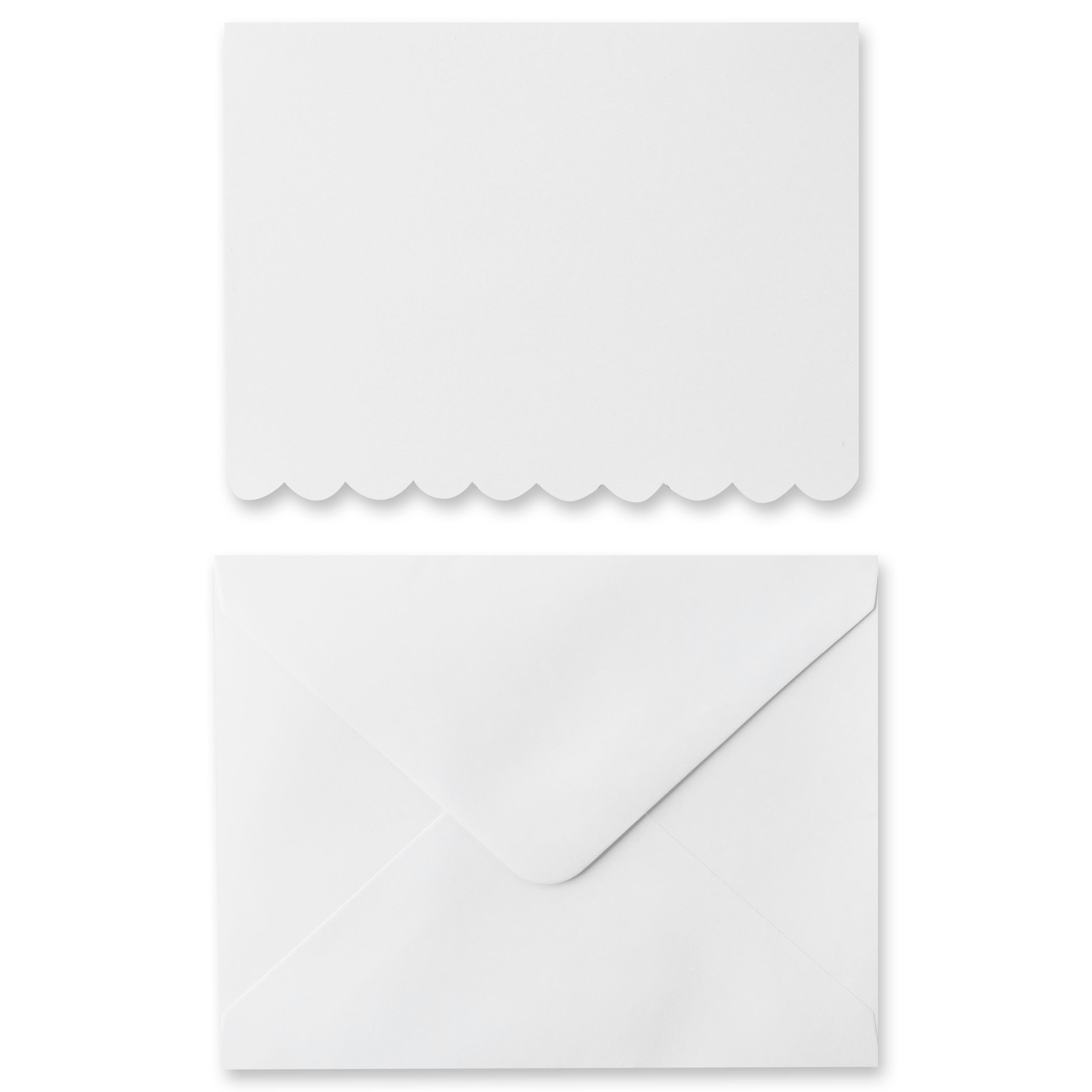 12 Packs: 10 ct. (120 total) 4.25" x 5.5" White Scalloped Cards & Envelopes by Recollections™