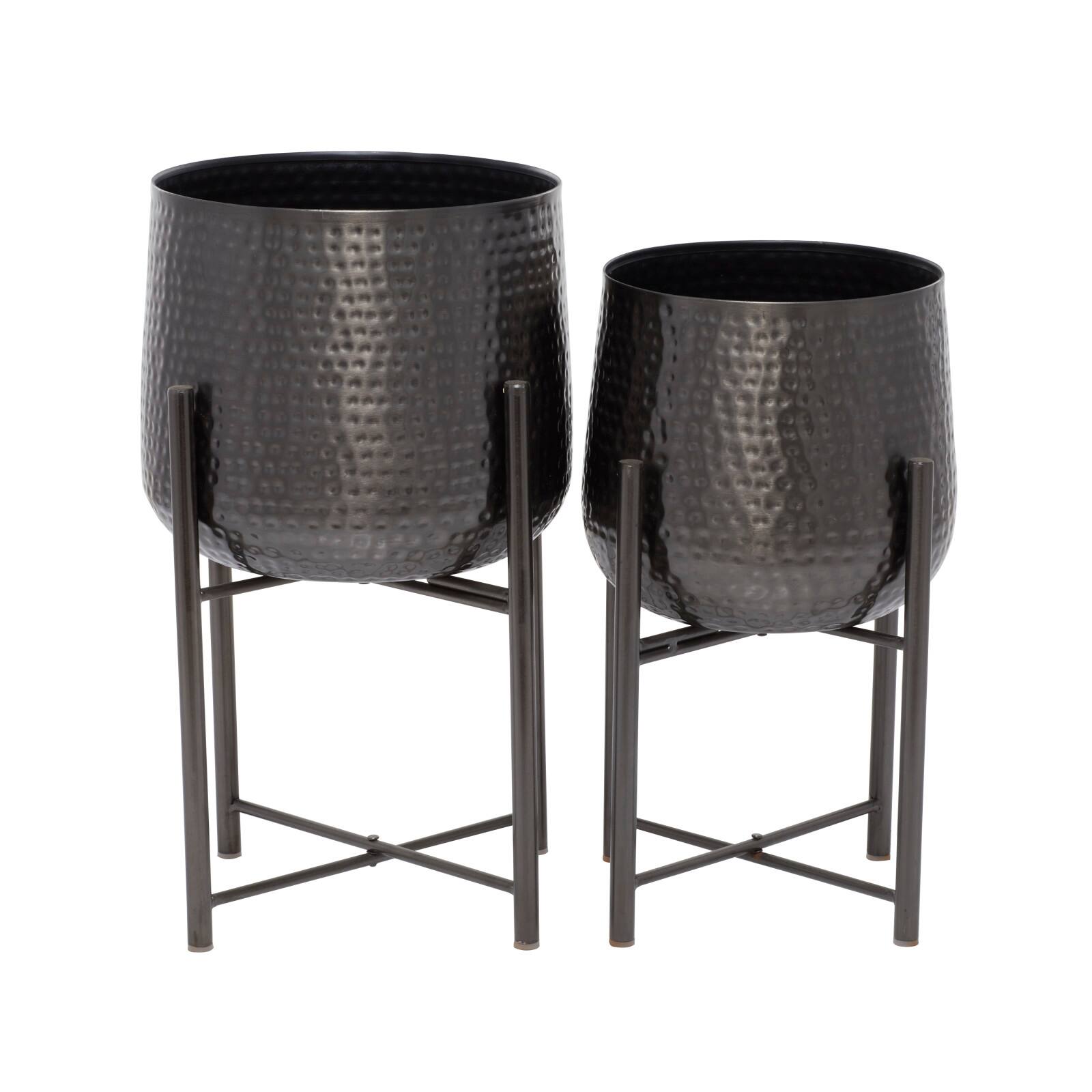 Black Modern Planter, Set of 2