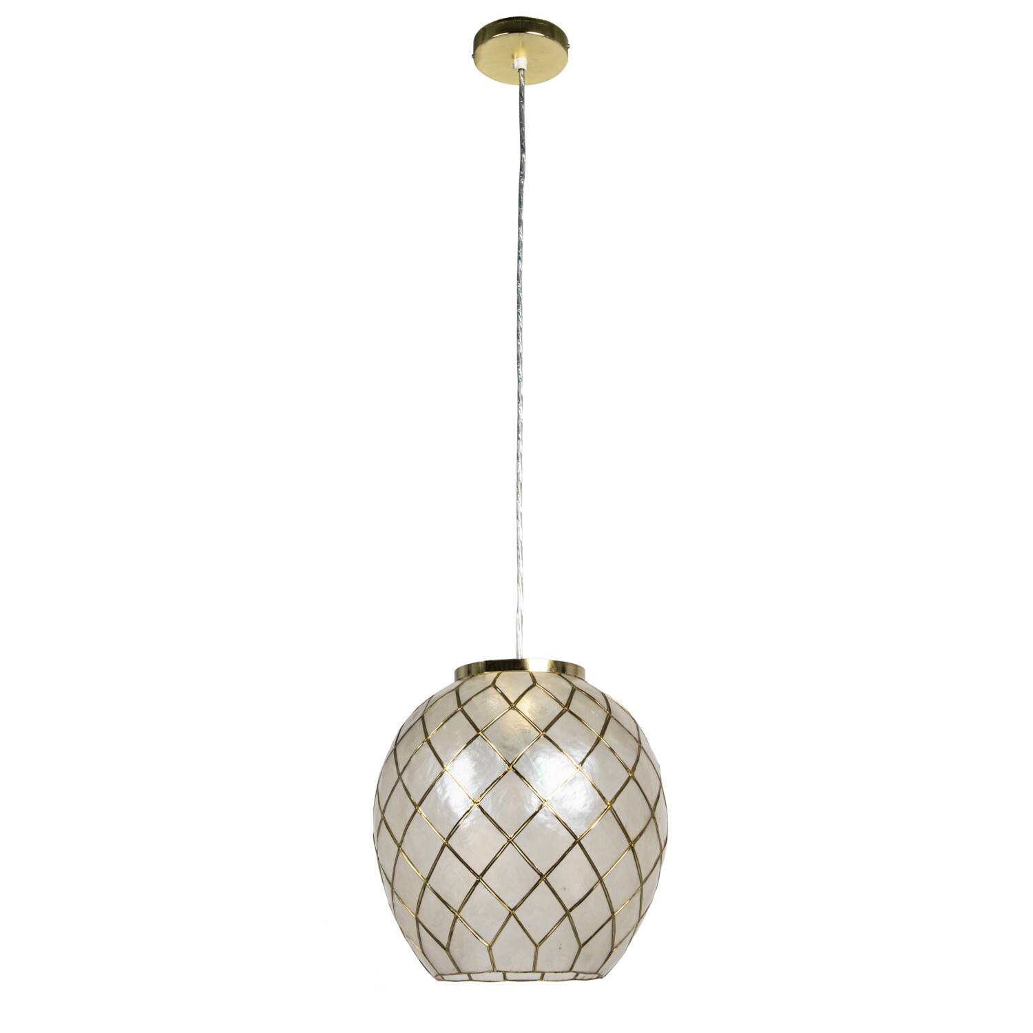 Hello Honey&#xAE; Marina Natural Capiz &#x26; Gold Metal Orb Pendant Ceiling Light