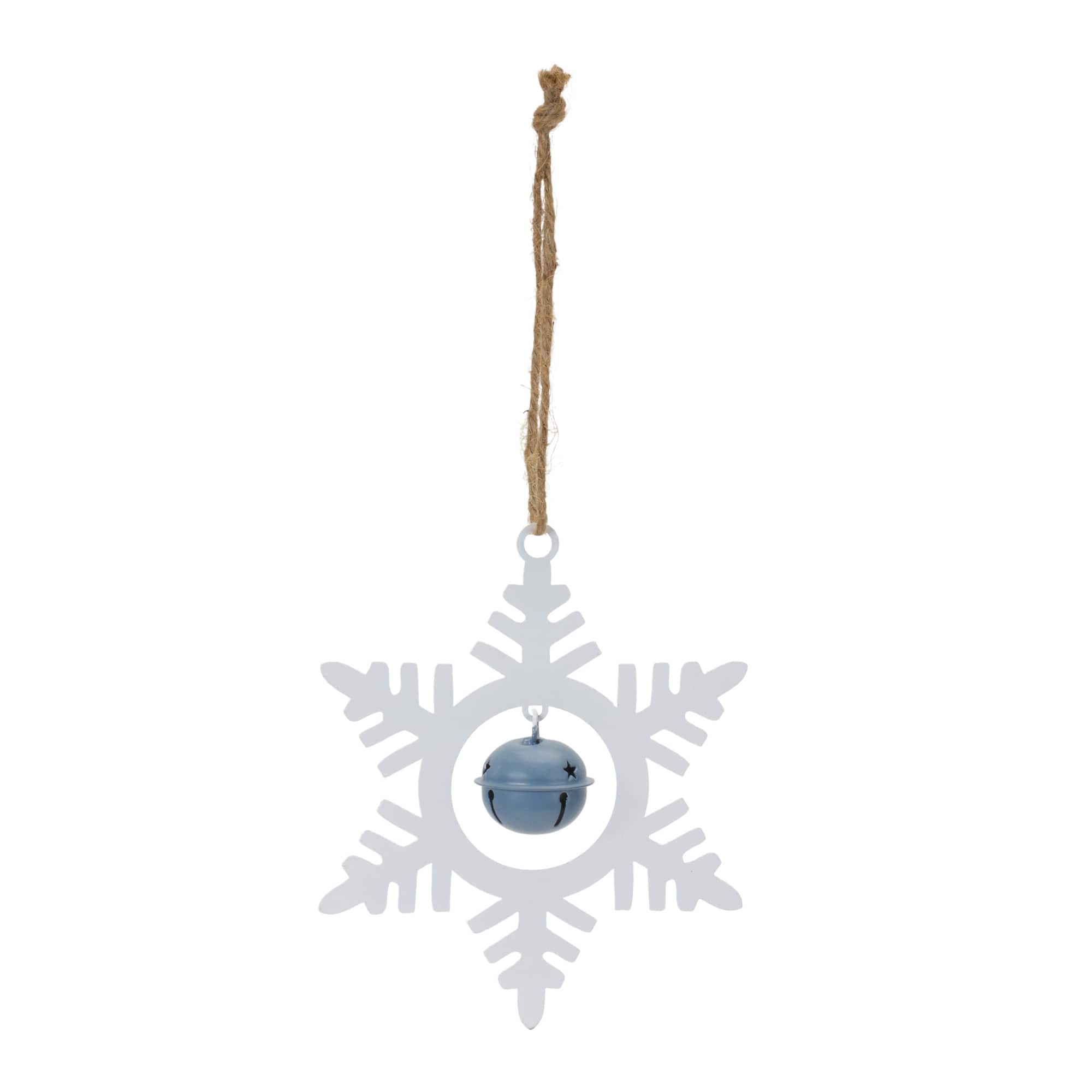 12ct. 6.5&#x22; Metal Snowflake with Bell Ornament Set