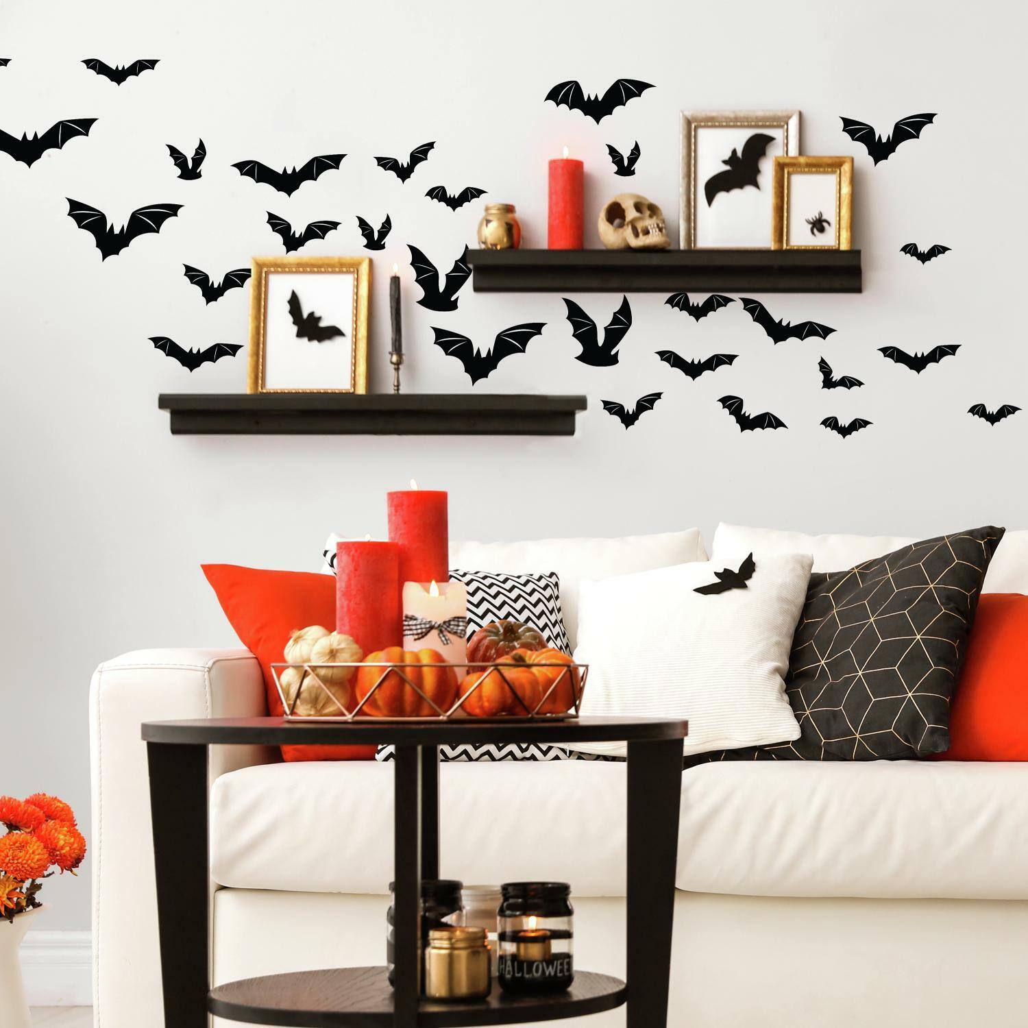 RoomMates Halloween Black Bats Peel &#x26; Stick Wall Decals