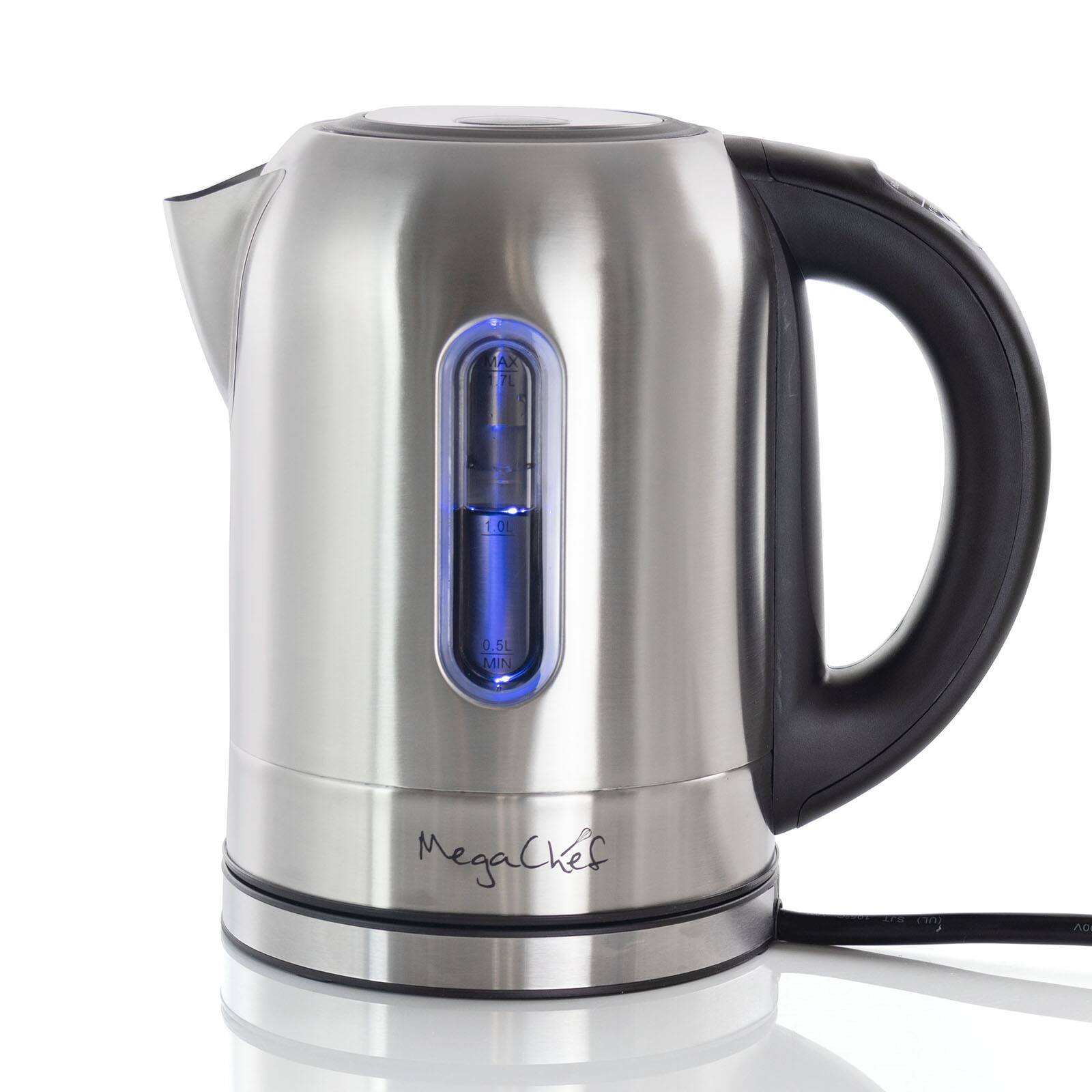 MegaChef 1.7L Stainless Steel Electric Tea Kettle With 5 Preset Temps