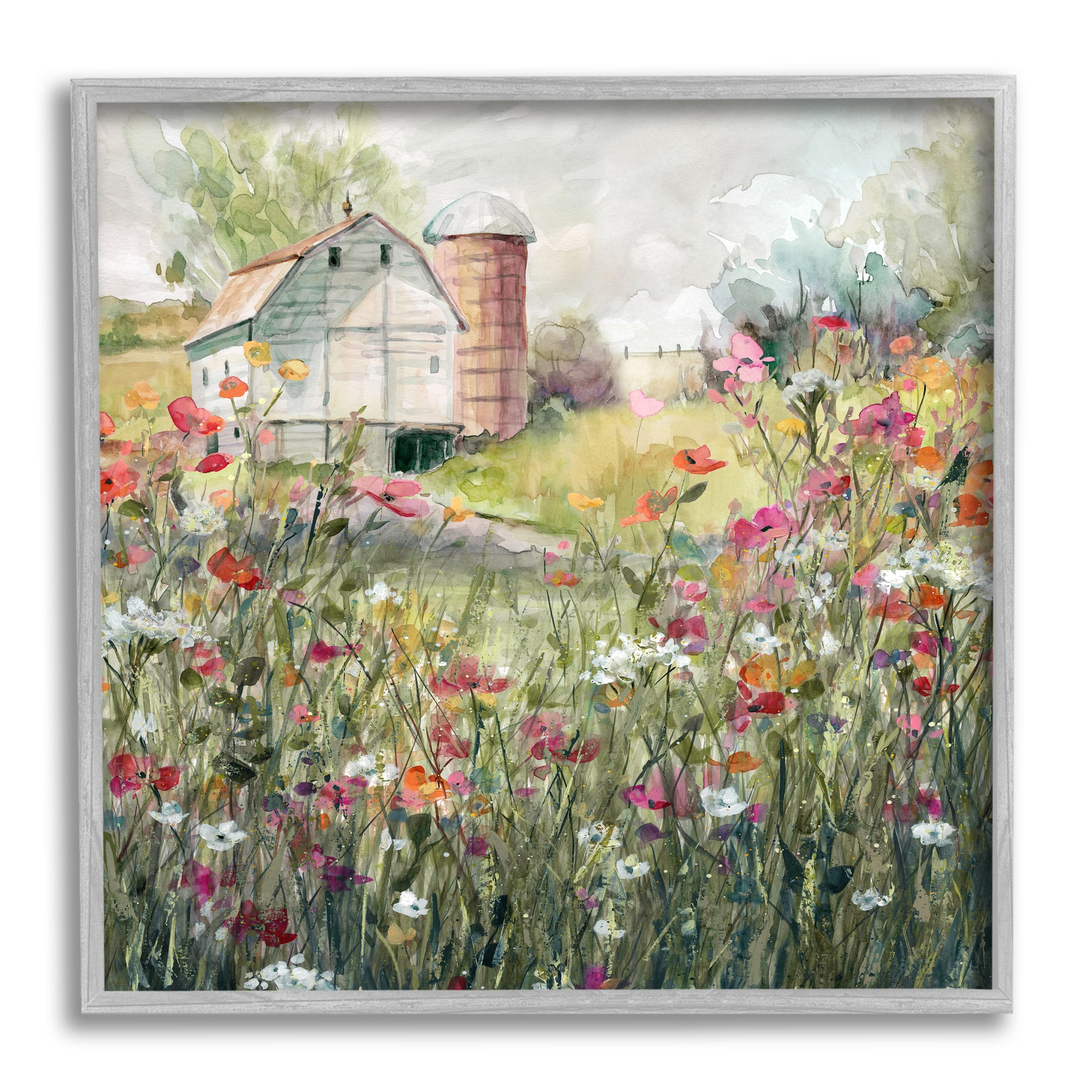 Stupell Industries Vibrant Flower Blossoms Rural Barn Framed Giclee Art